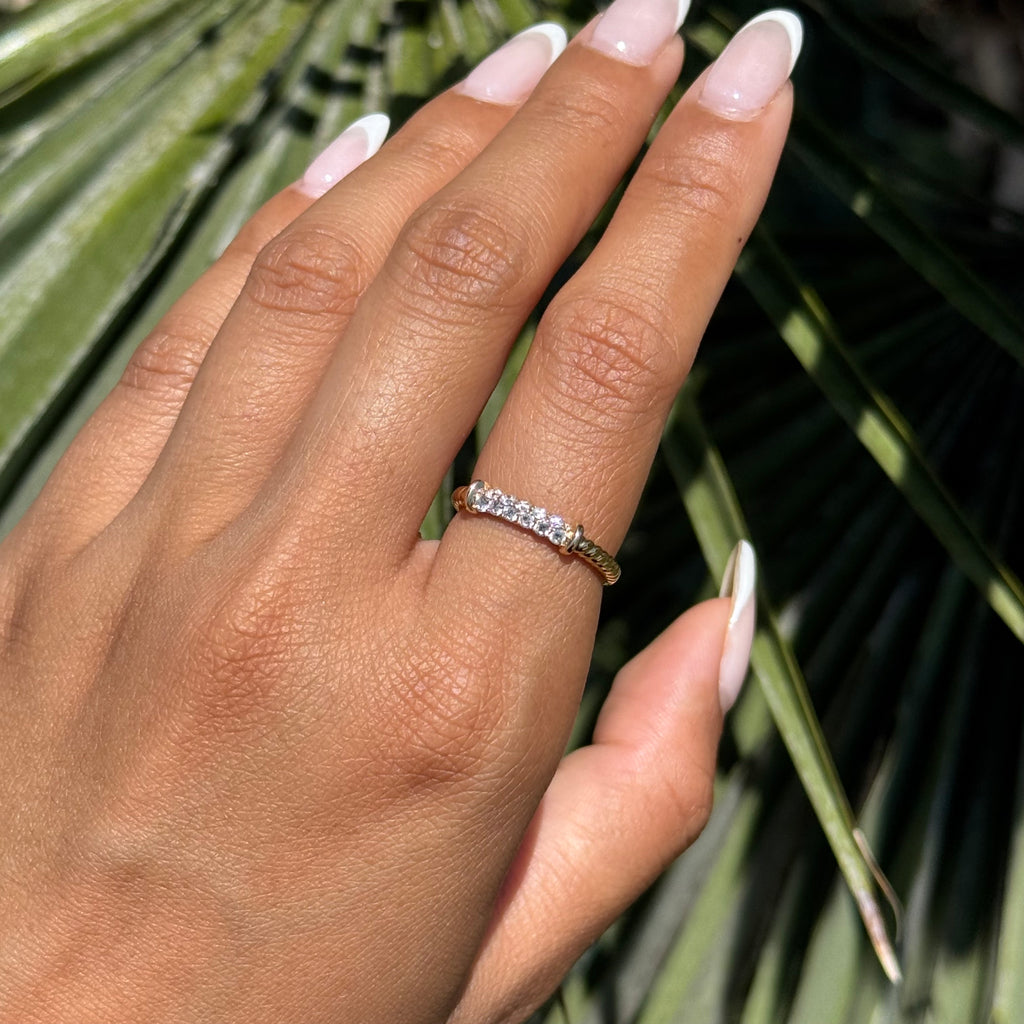 Twisted Diamond Bar Ring