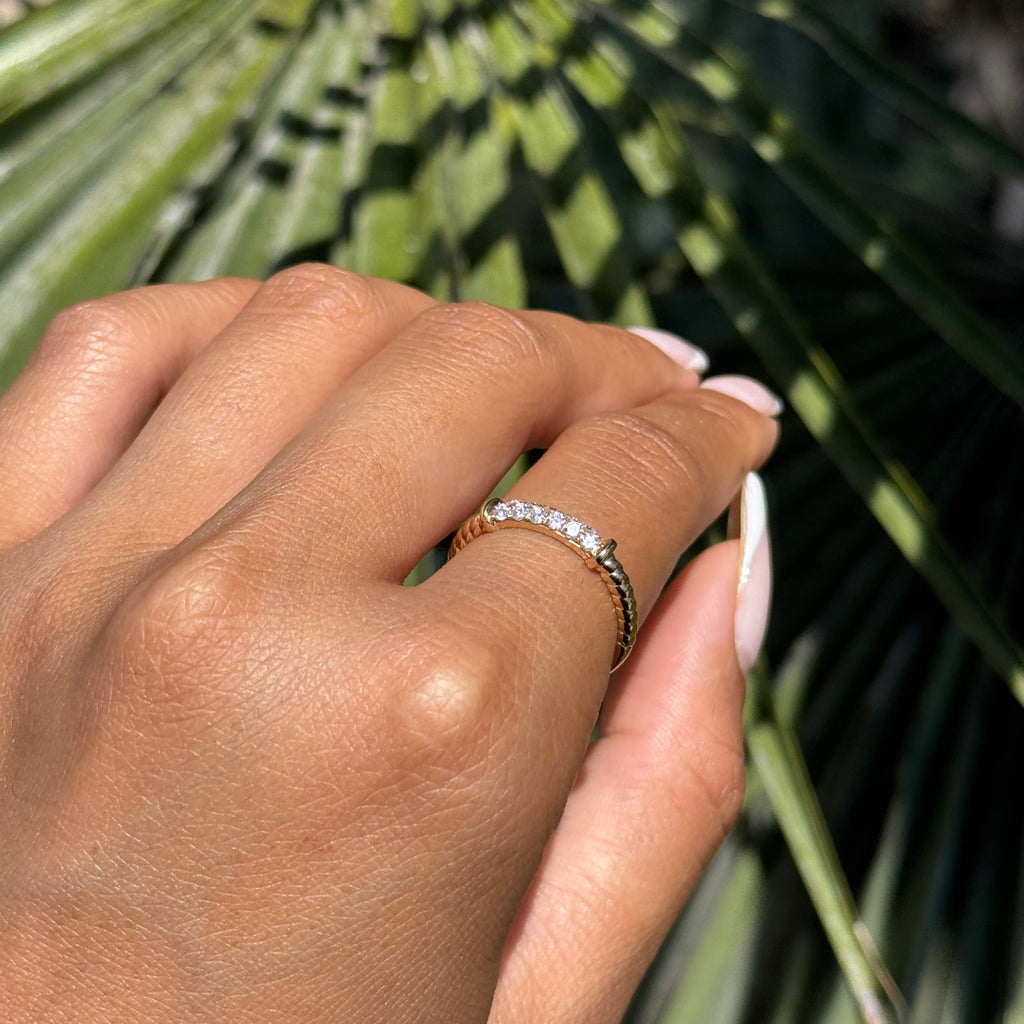 Twisted Diamond Bar Ring