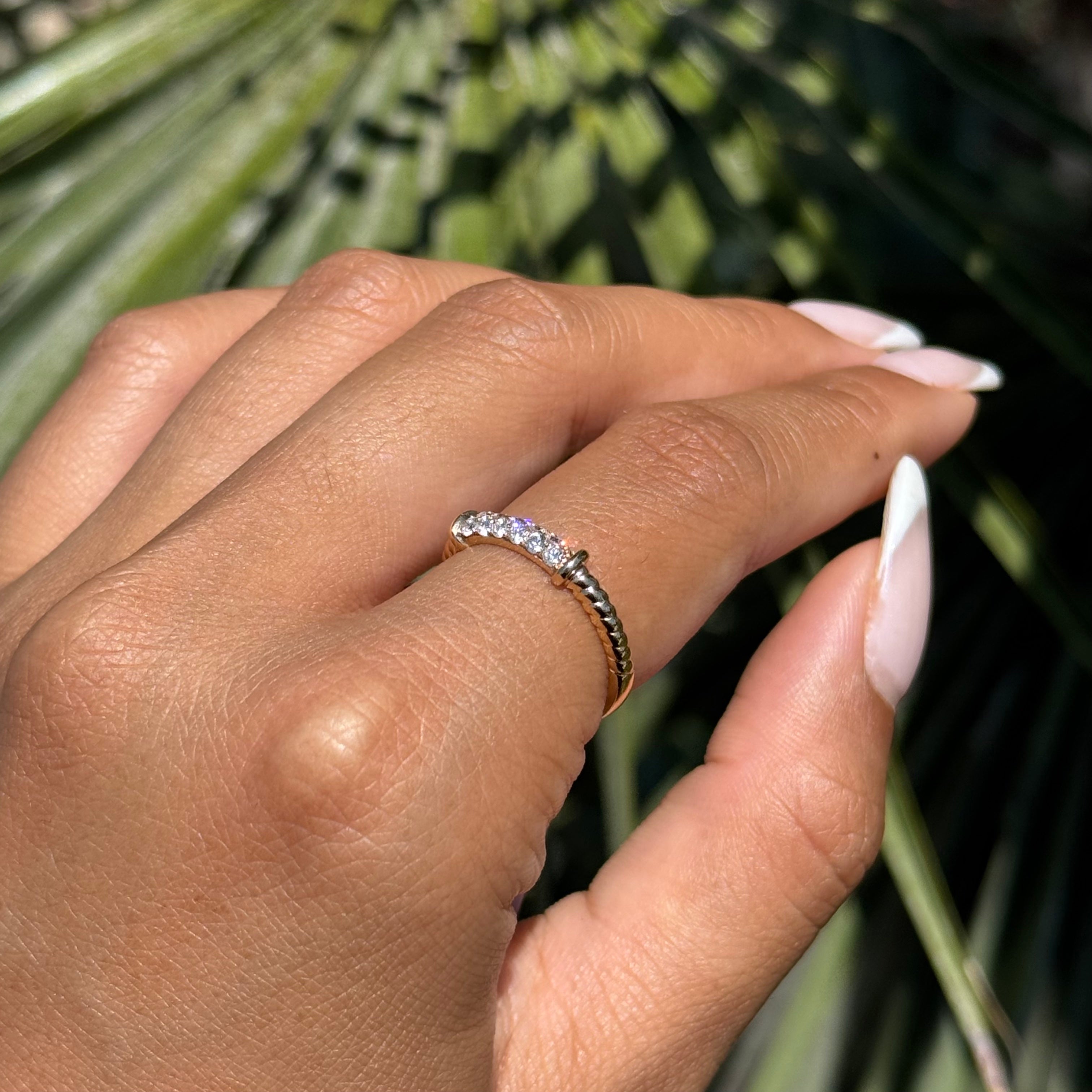 Twisted Diamond Bar Ring