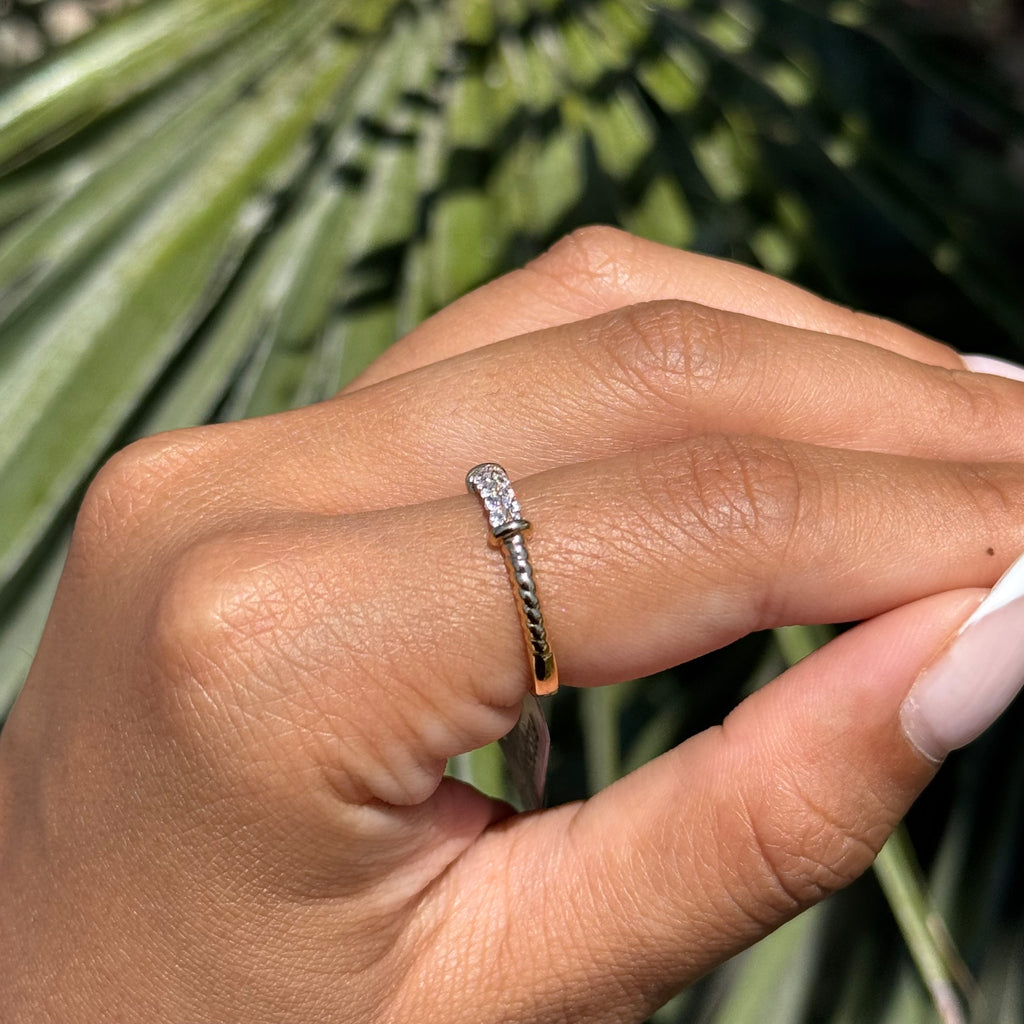 Twisted Diamond Bar Ring