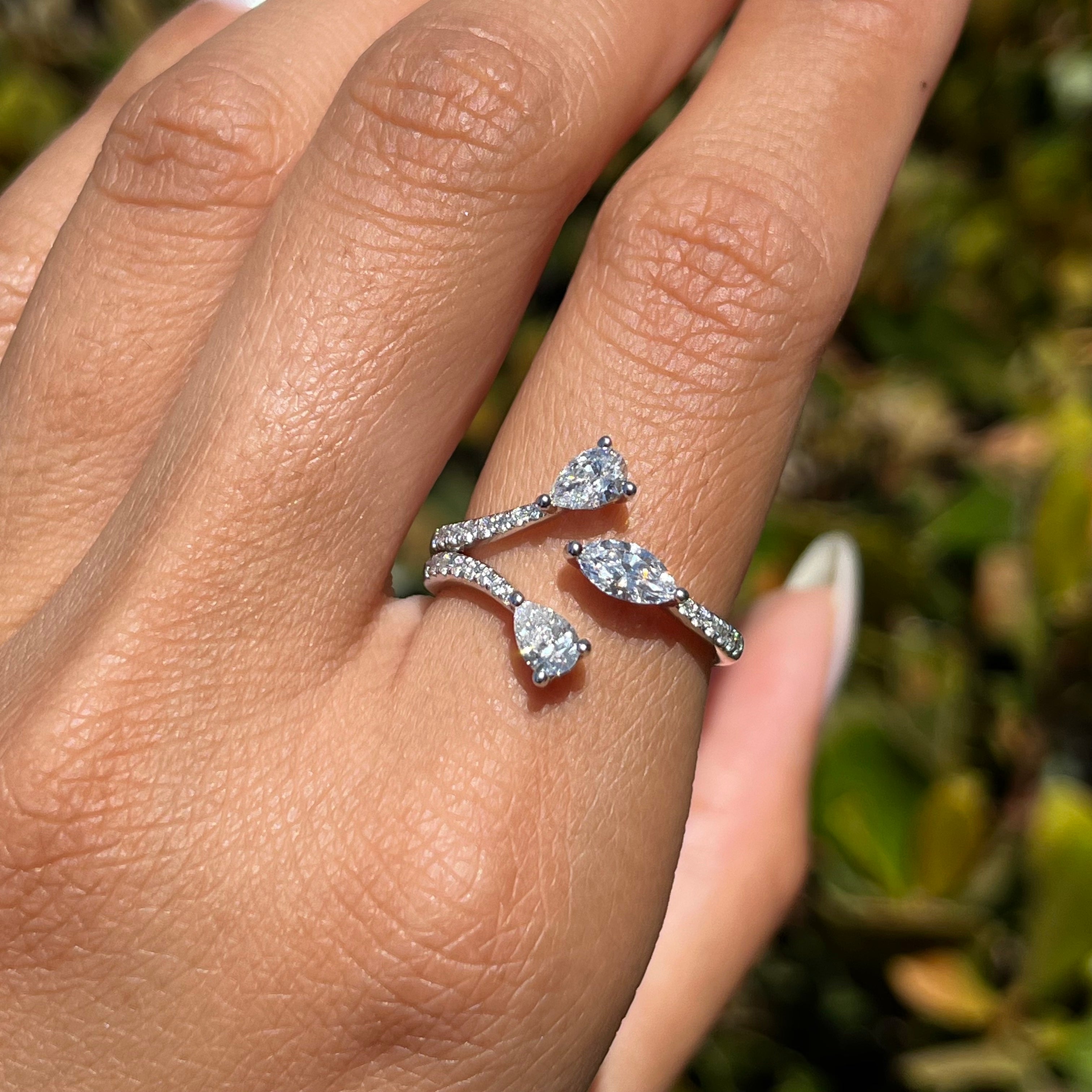 Dazzling Open Three Stone Band