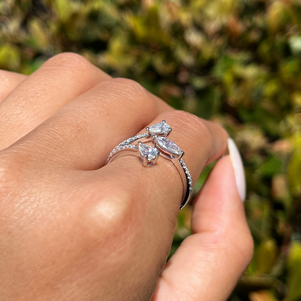 Dazzling Open Three Stone Band