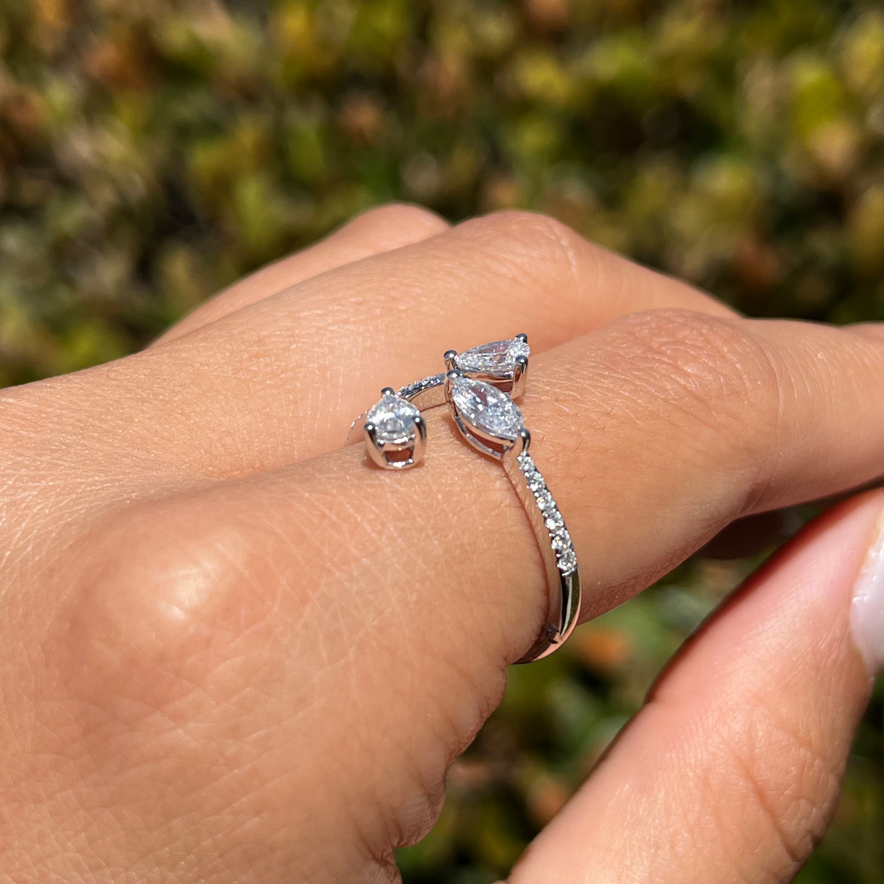 Dazzling Open Three Stone Band