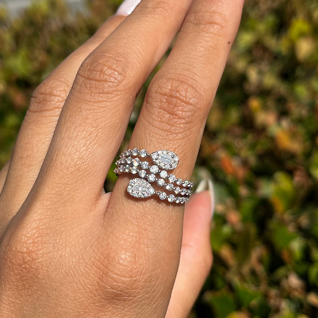 4 Row Wavy Wrapped Diamond Band