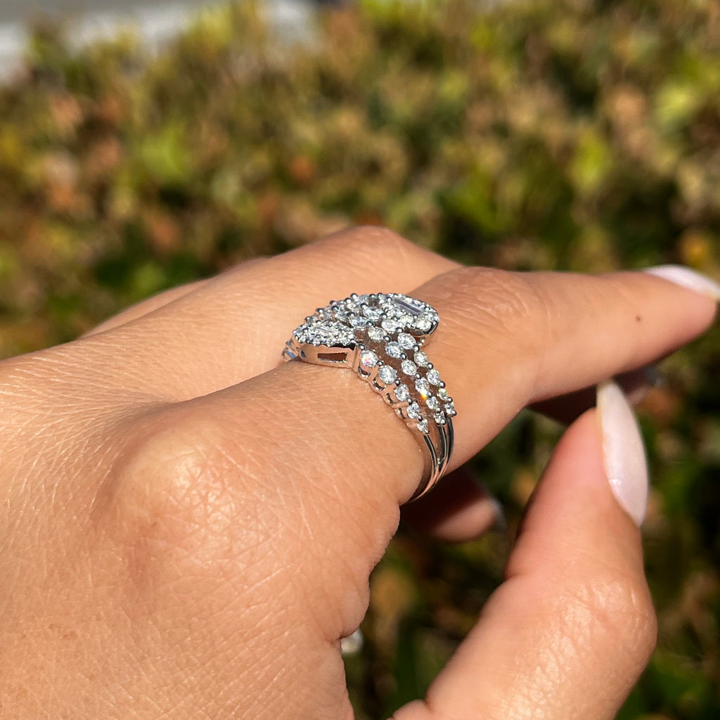 4 Row Wavy Wrapped Diamond Band