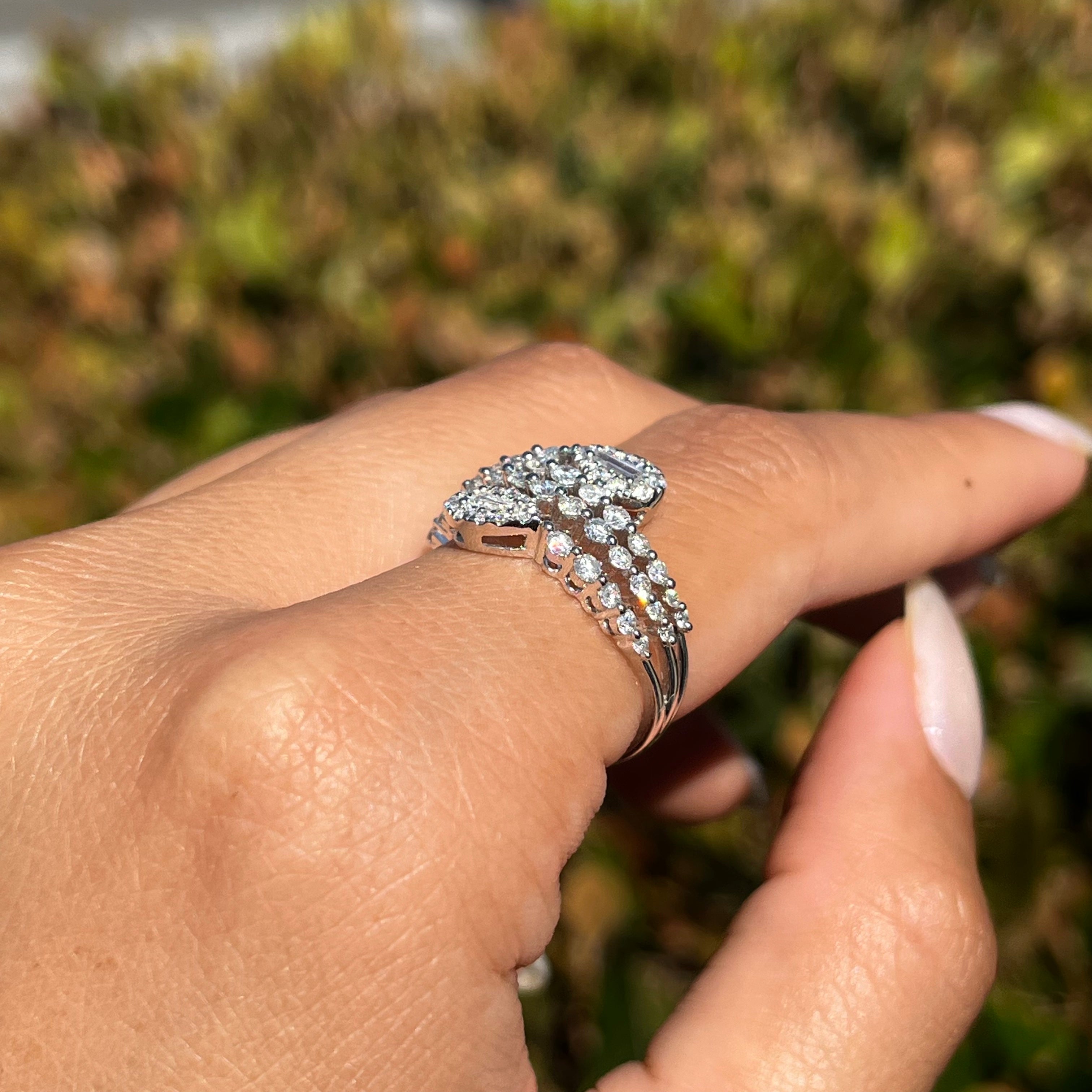 4 Row Wavy Wrapped Diamond Band