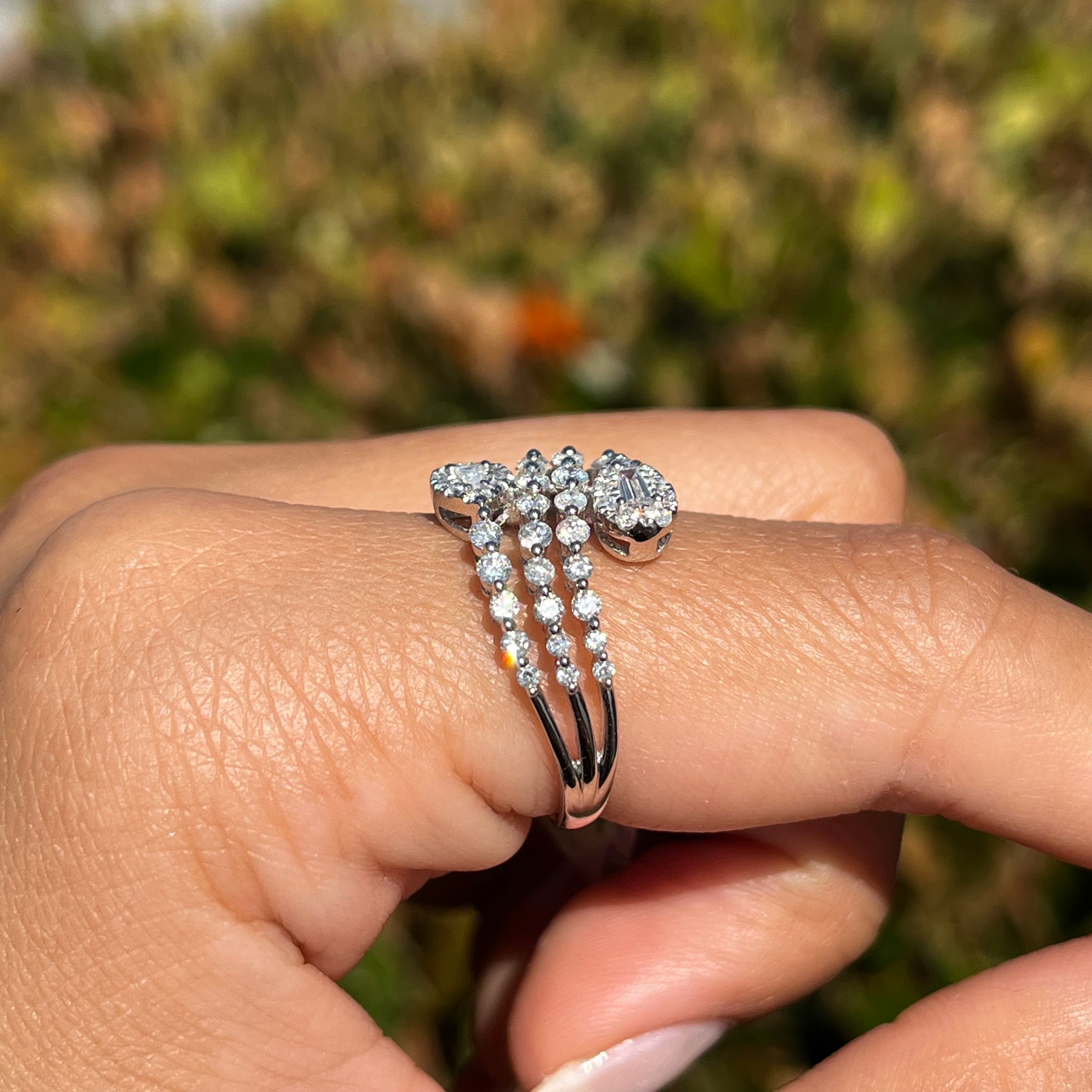 4 Row Wavy Wrapped Diamond Band