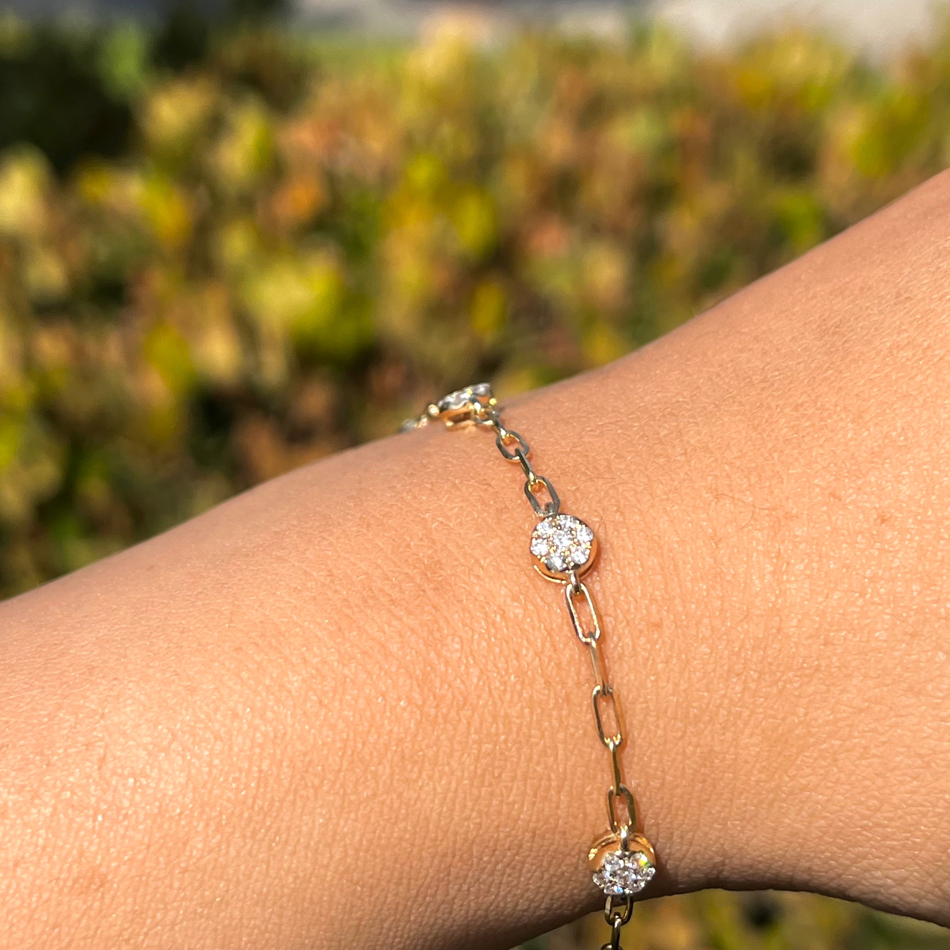 Spaced Round Diamond Pave Paper Clip Bracelet