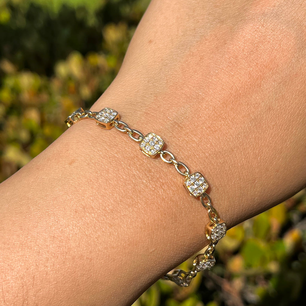 Station Cushion Diamond Pave Cable Bracelet