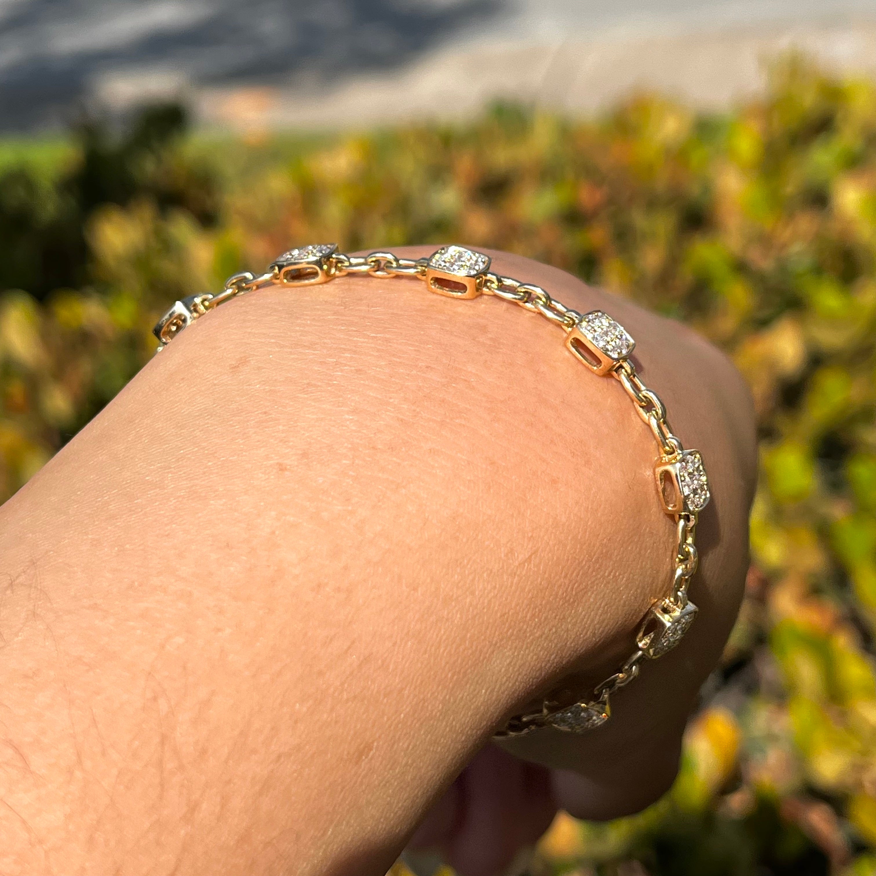 Station Cushion Diamond Pave Cable Bracelet