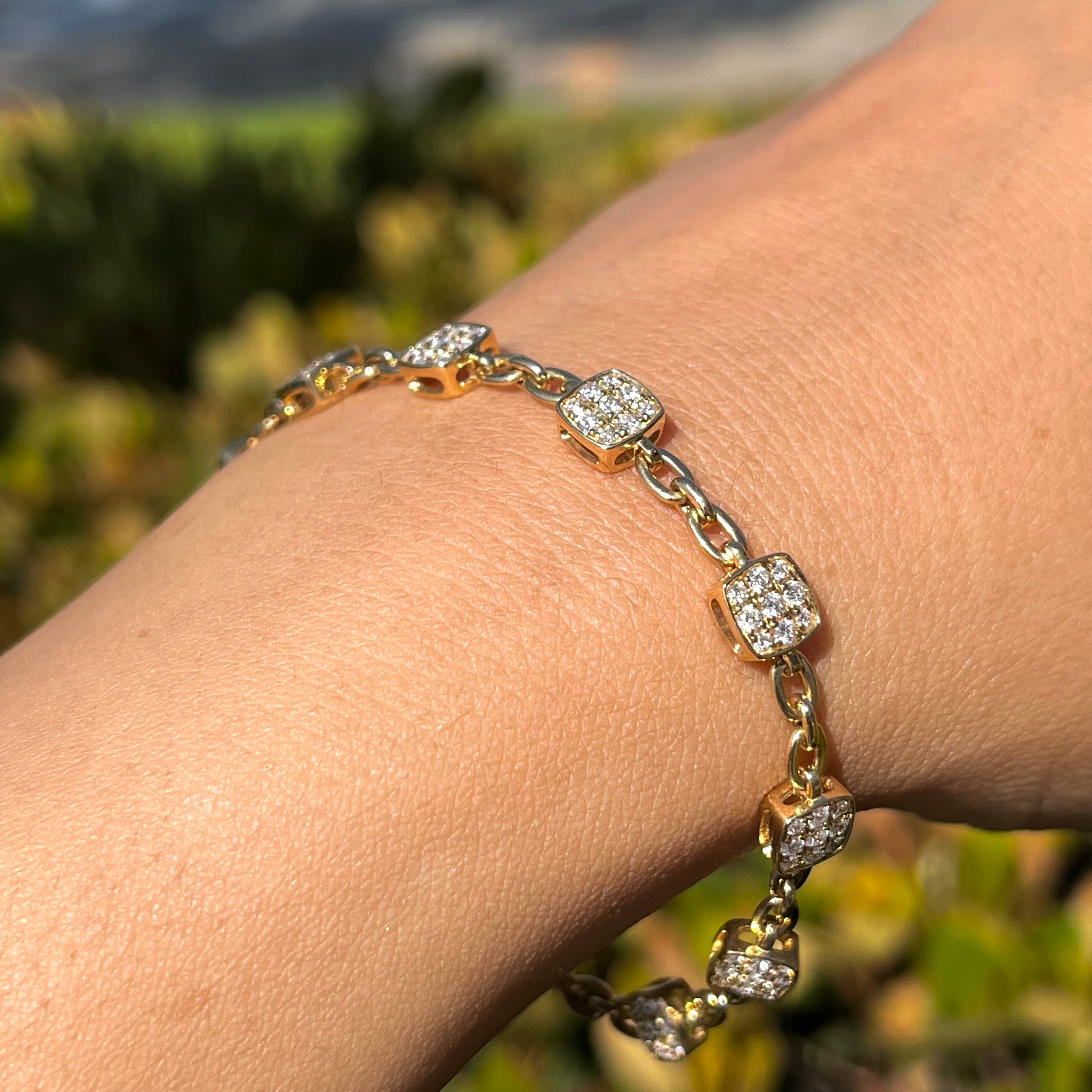 Station Cushion Diamond Pave Cable Bracelet