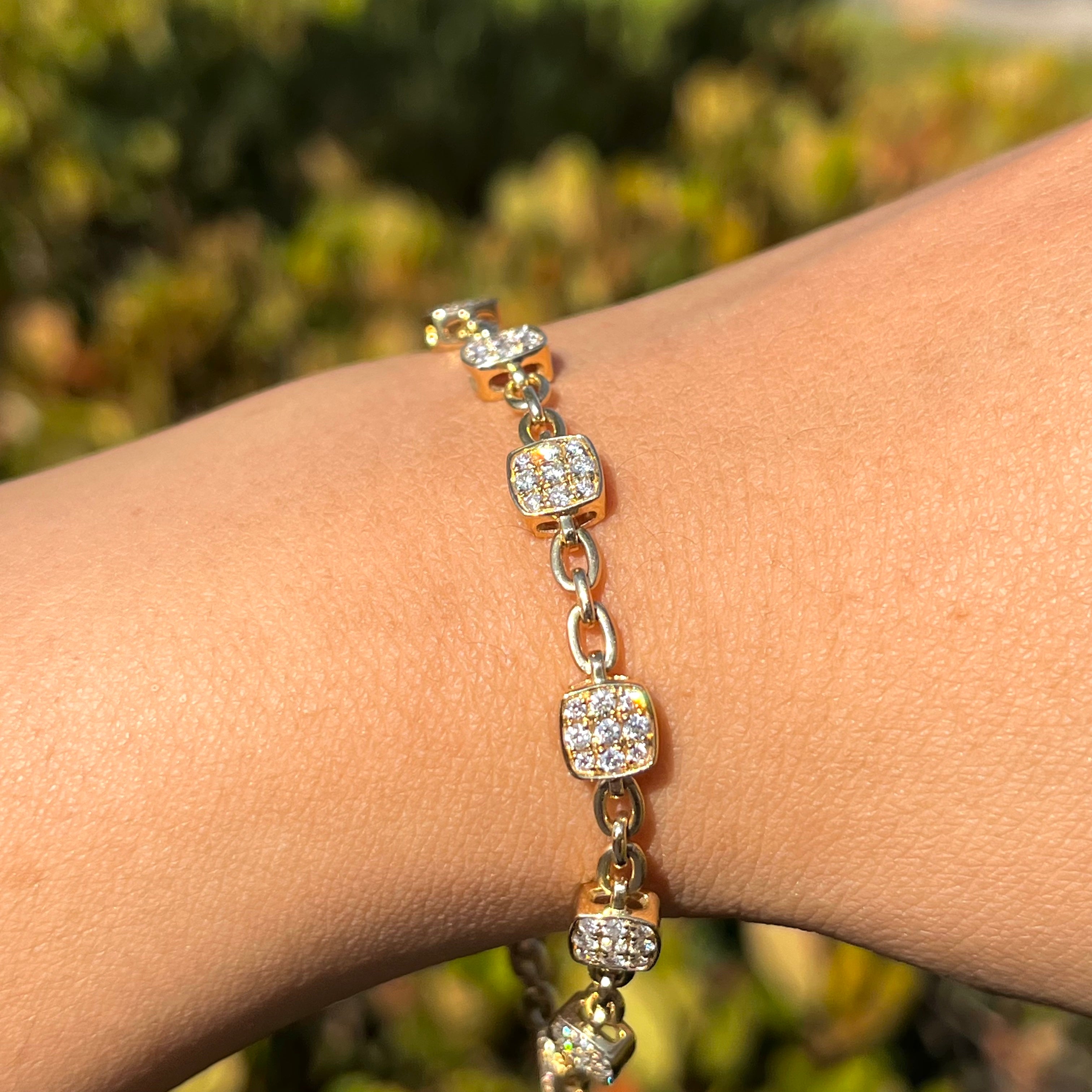 Station Cushion Diamond Pave Cable Bracelet