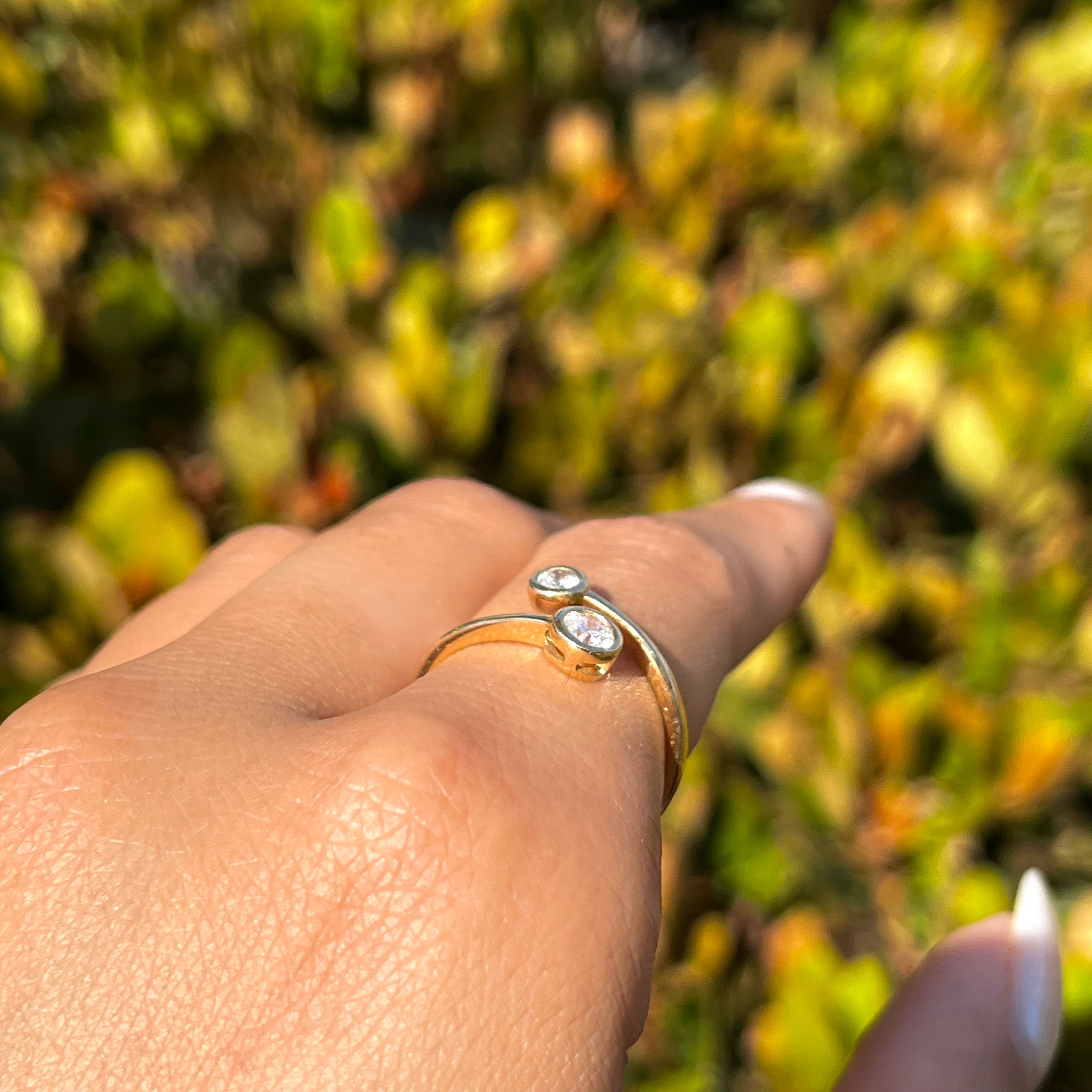 Two Size Round Bezel Open Ring