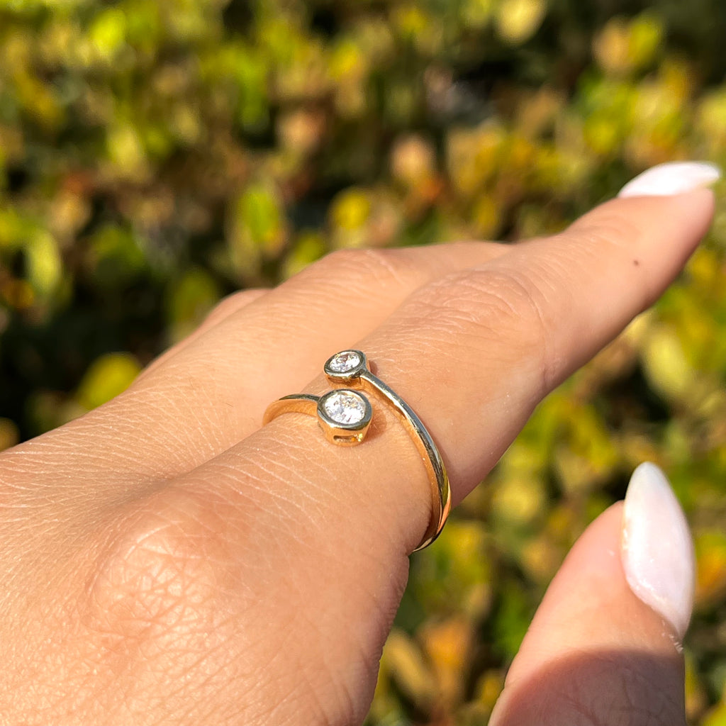 Two Size Round Bezel Open Ring