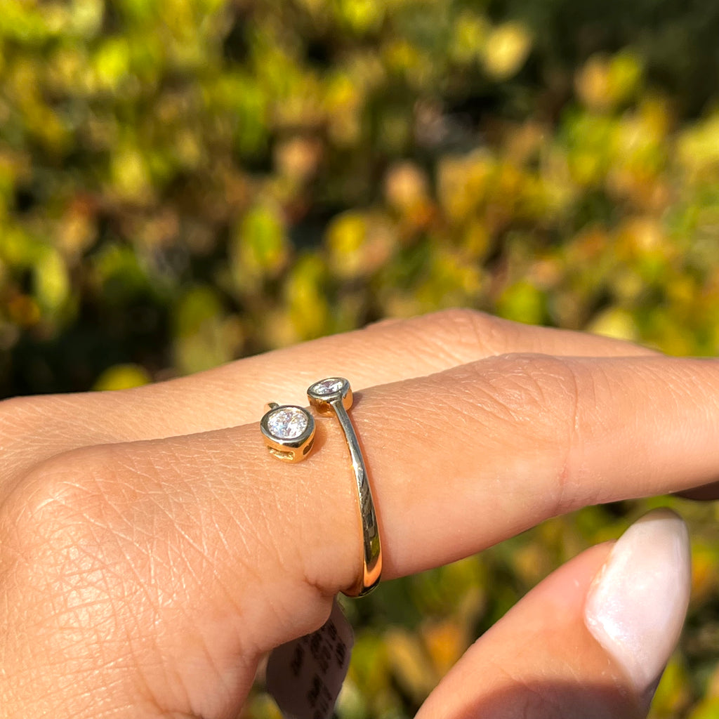 Two Size Round Bezel Open Ring