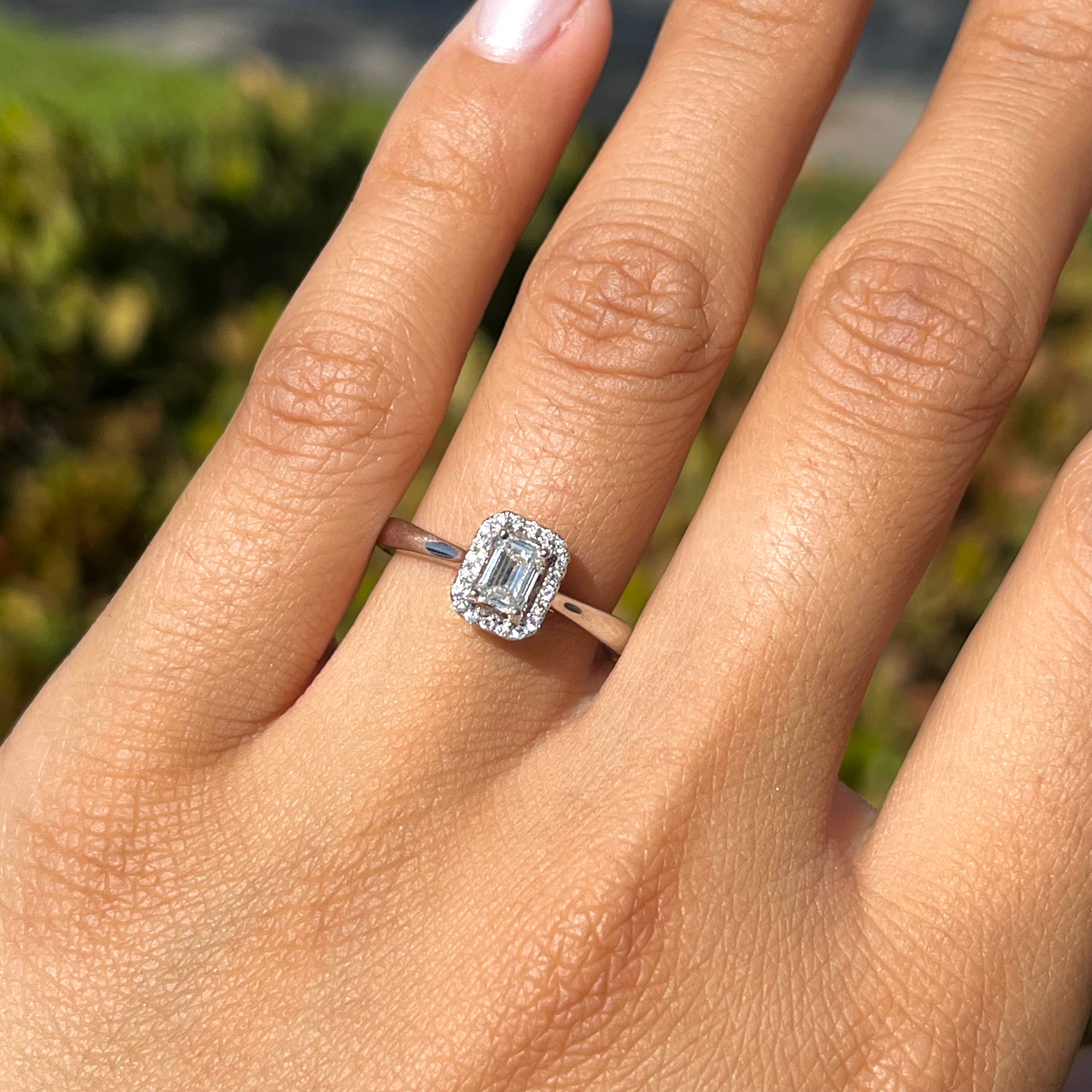 Mini Emerald Halo Promise Ring