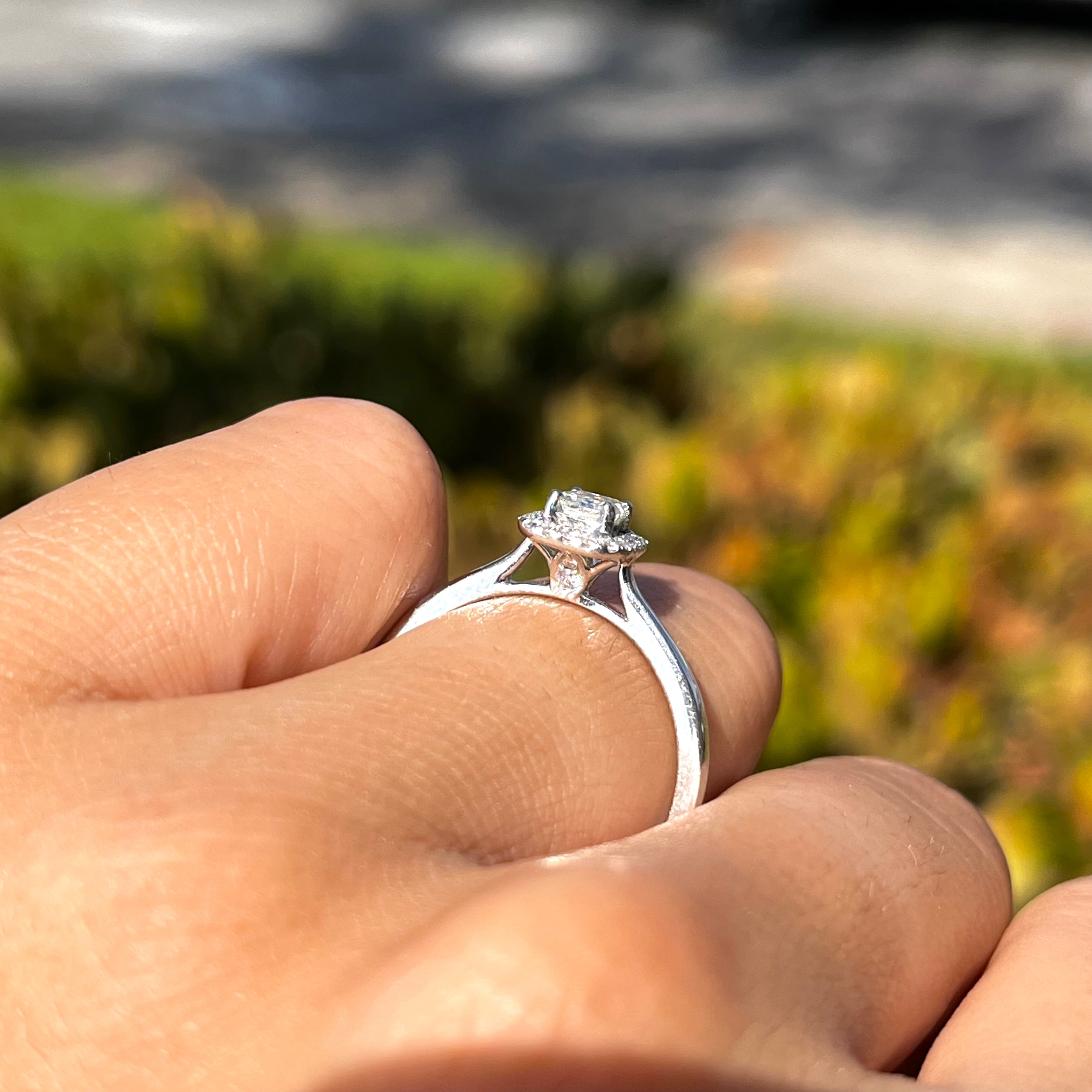 Mini Emerald Halo Promise Ring