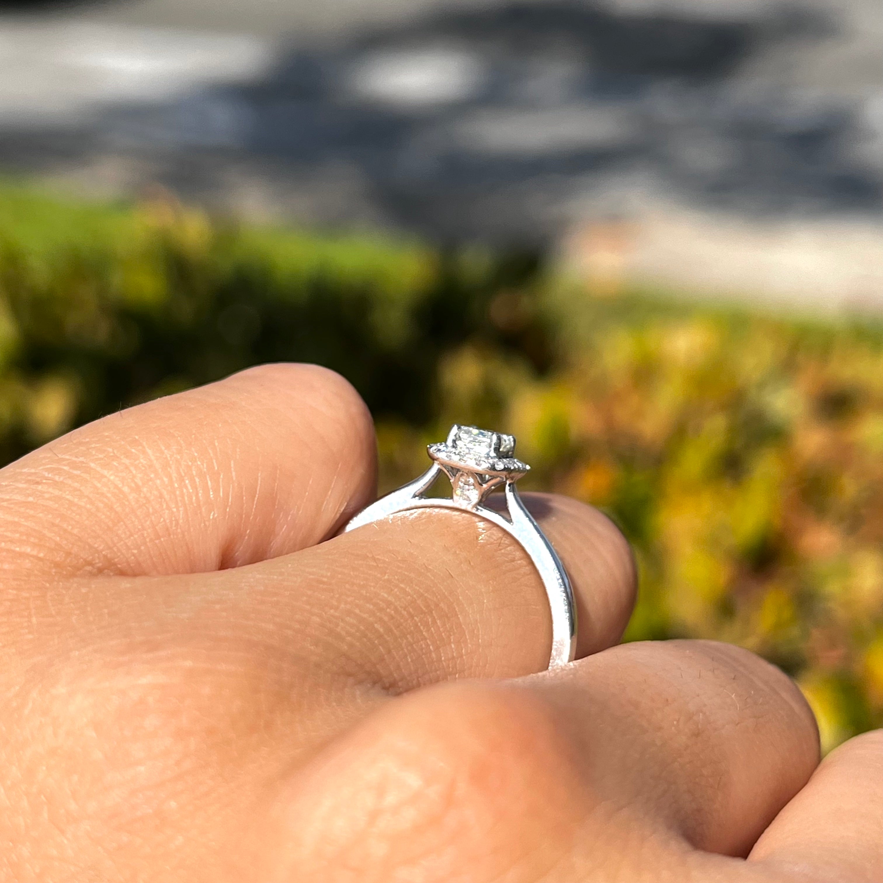 Mini Emerald Halo Promise Ring