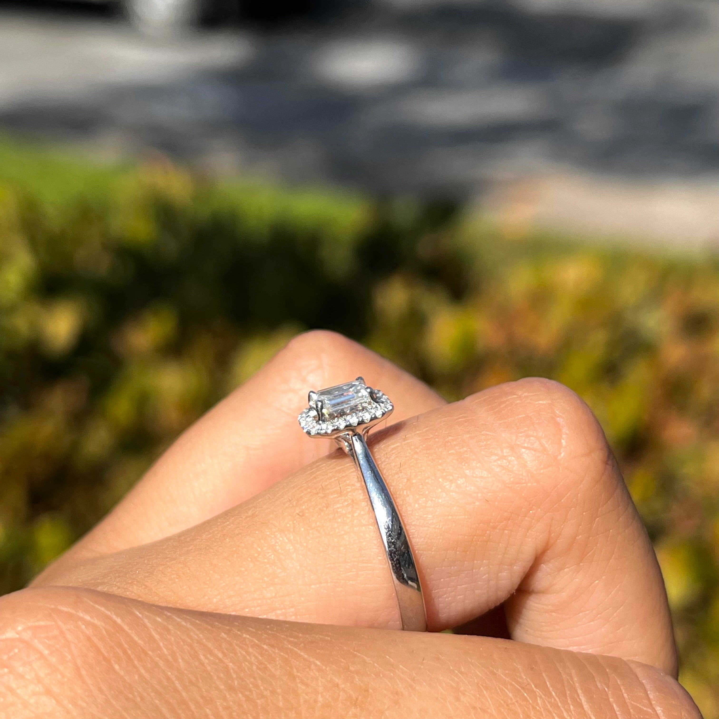 Mini Emerald Halo Promise Ring