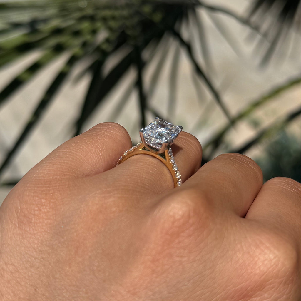 4.00 Carat Lab Grown Radiant Diamond Cathedral Engagement Ring