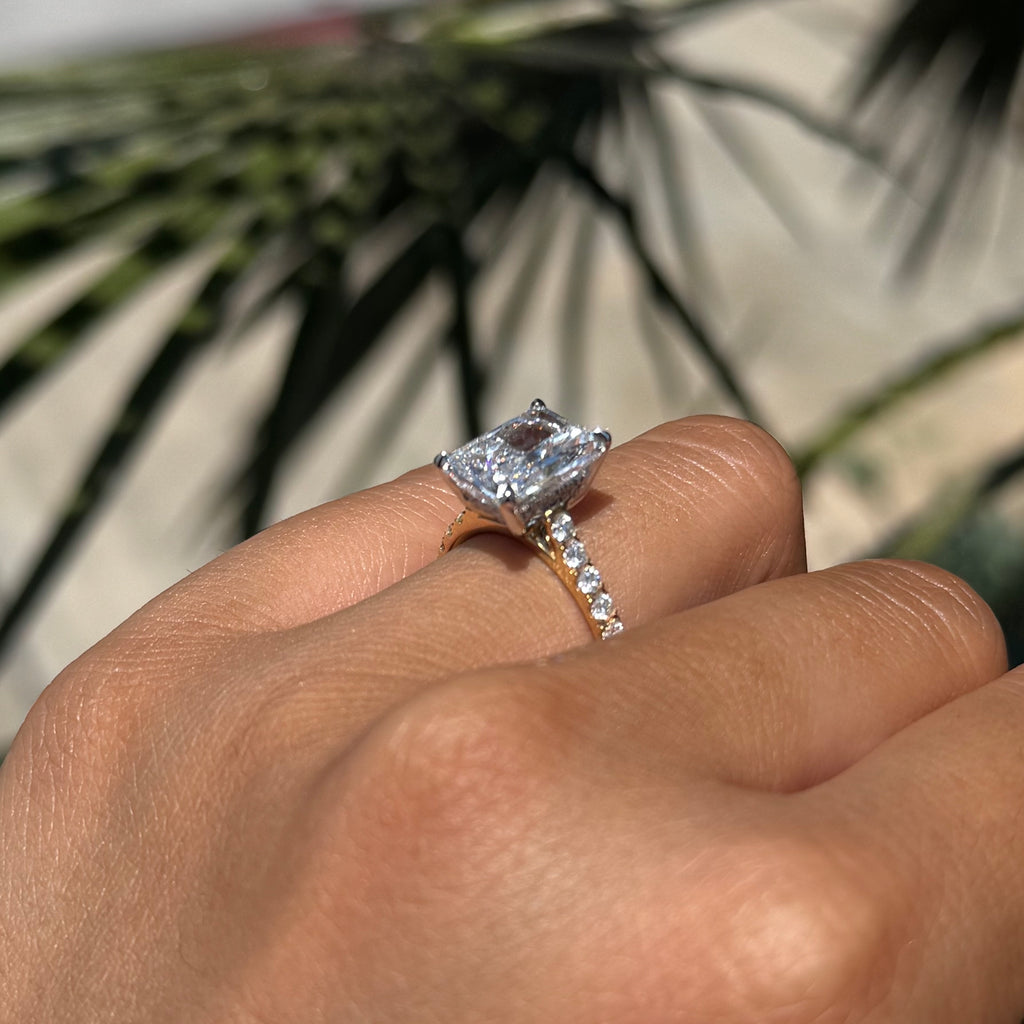 4.00 Carat Lab Grown Radiant Diamond Cathedral Engagement Ring