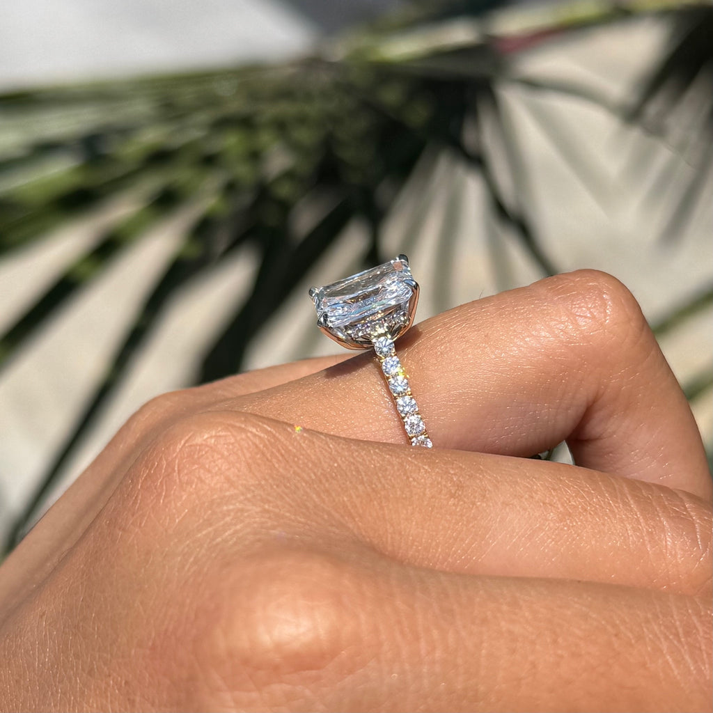 4.00 Carat Lab Grown Radiant Diamond Cathedral Engagement Ring