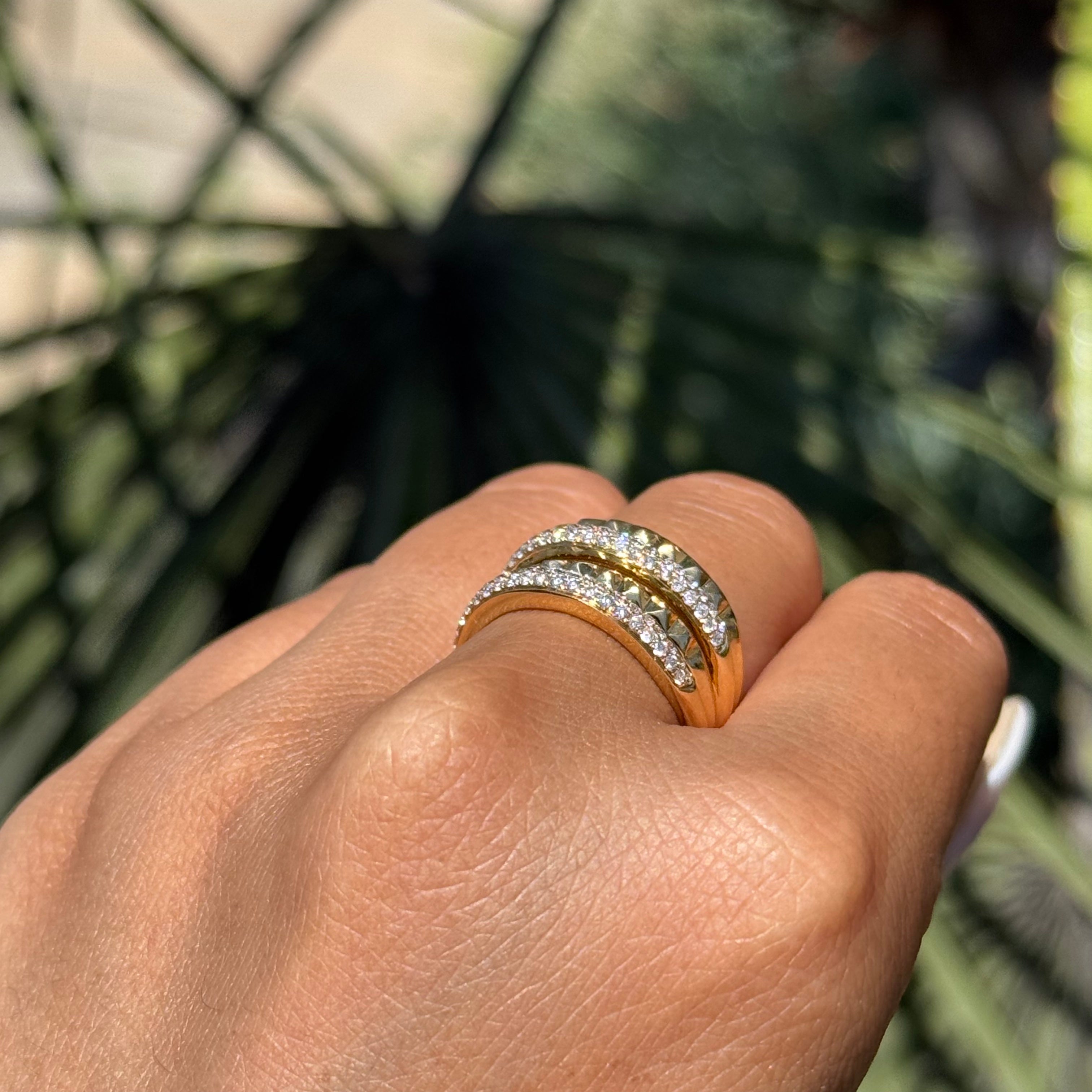 Four Row Studded and Diamond Band