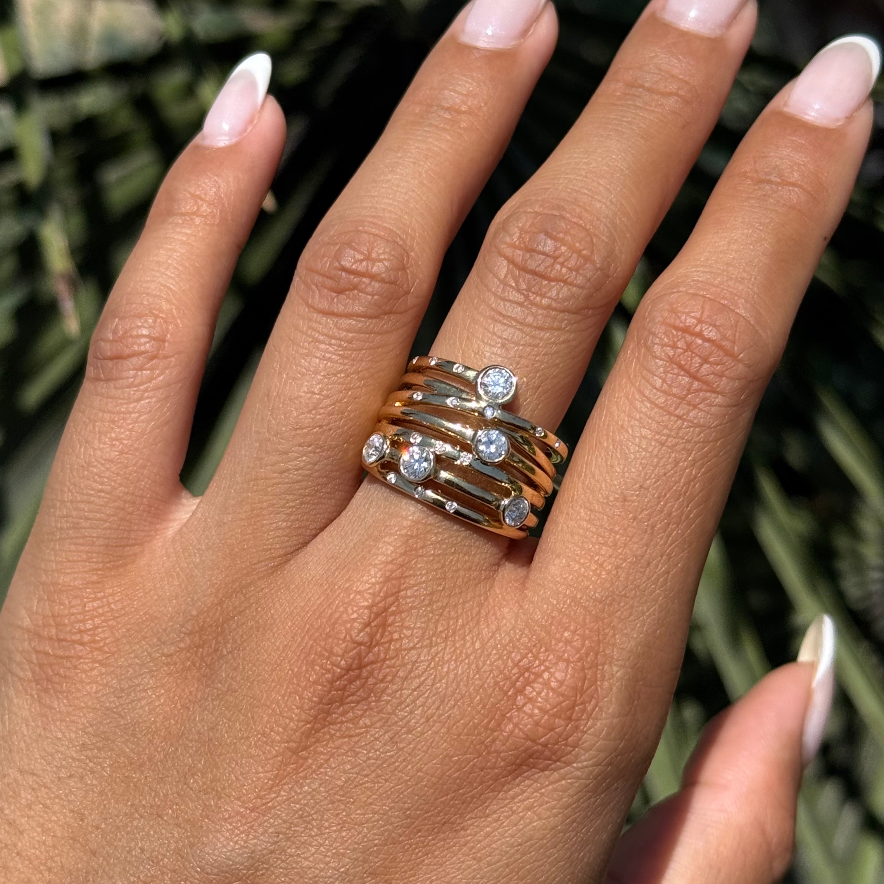 Multi Row Inset Bezel Round Cut Band