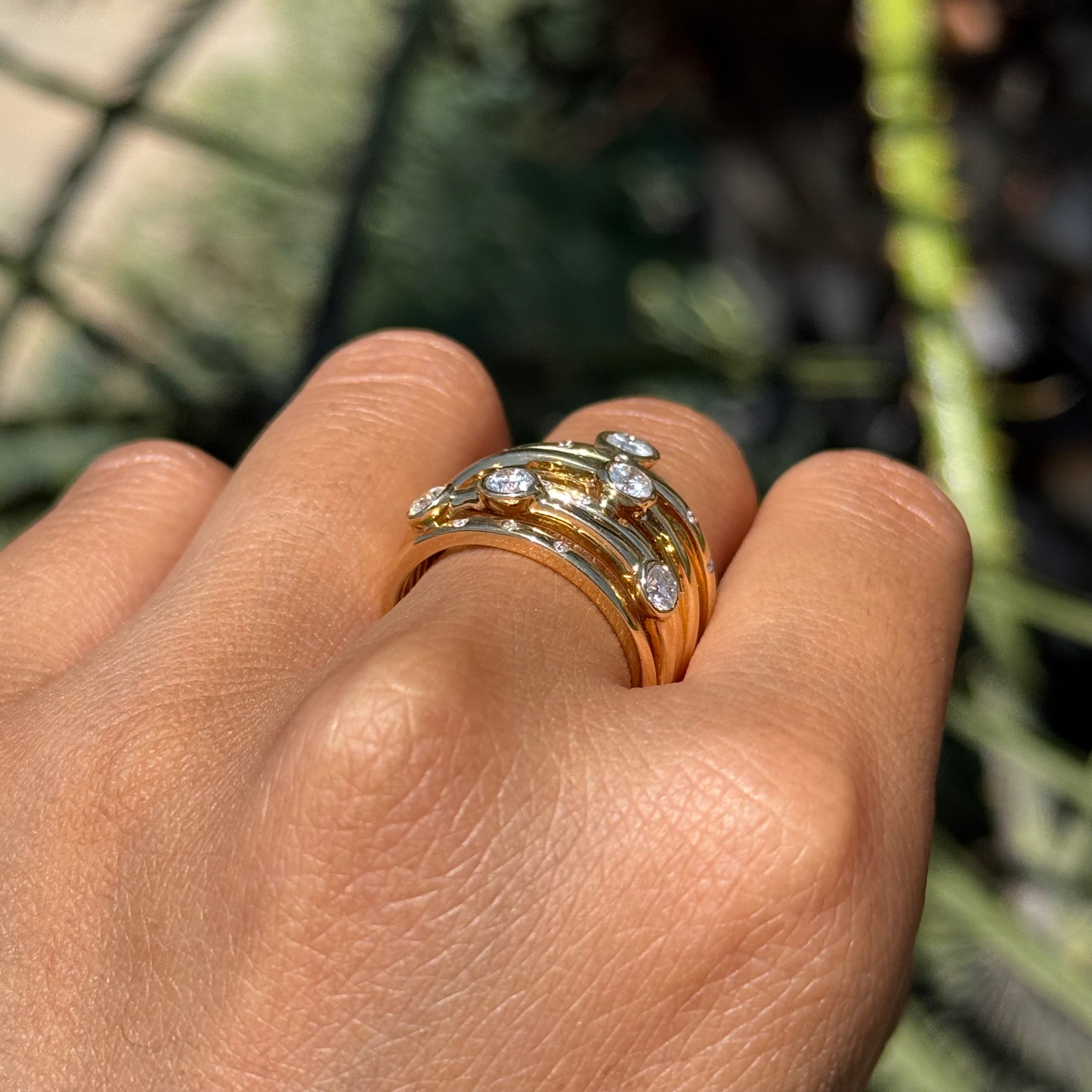 Multi Row Inset Bezel Round Cut Band