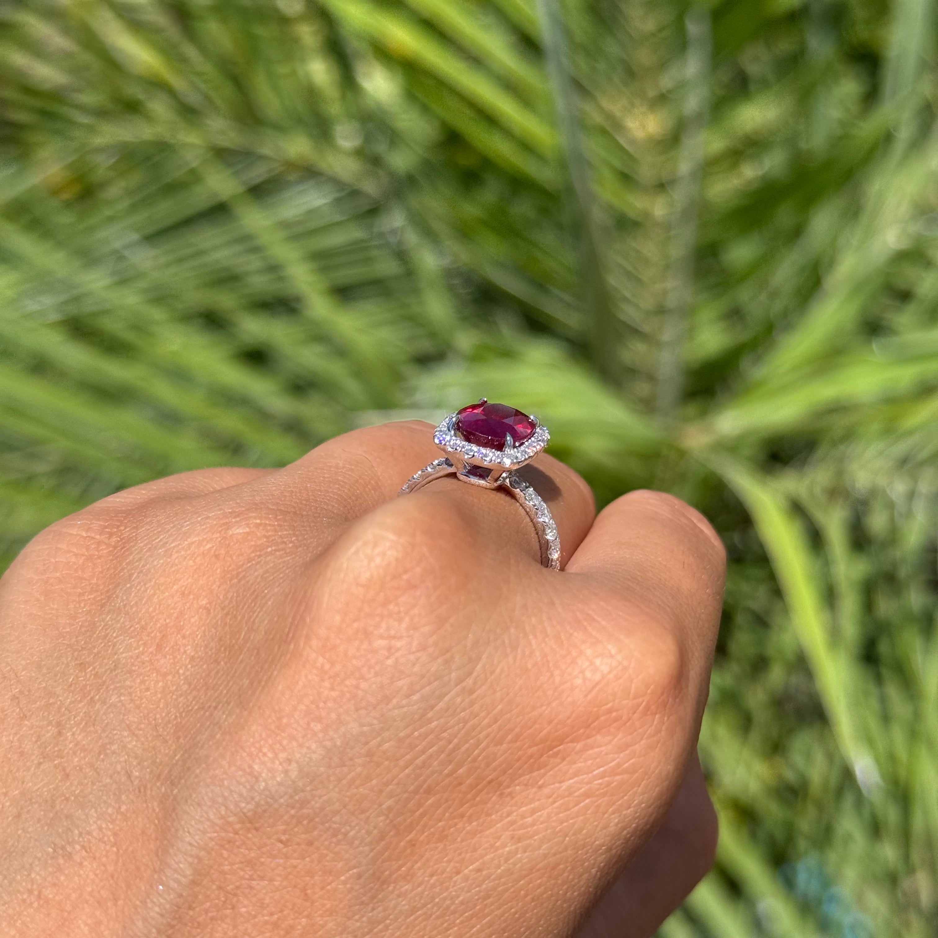 3.50 Carat Oval-cut Ruby Halo Ring