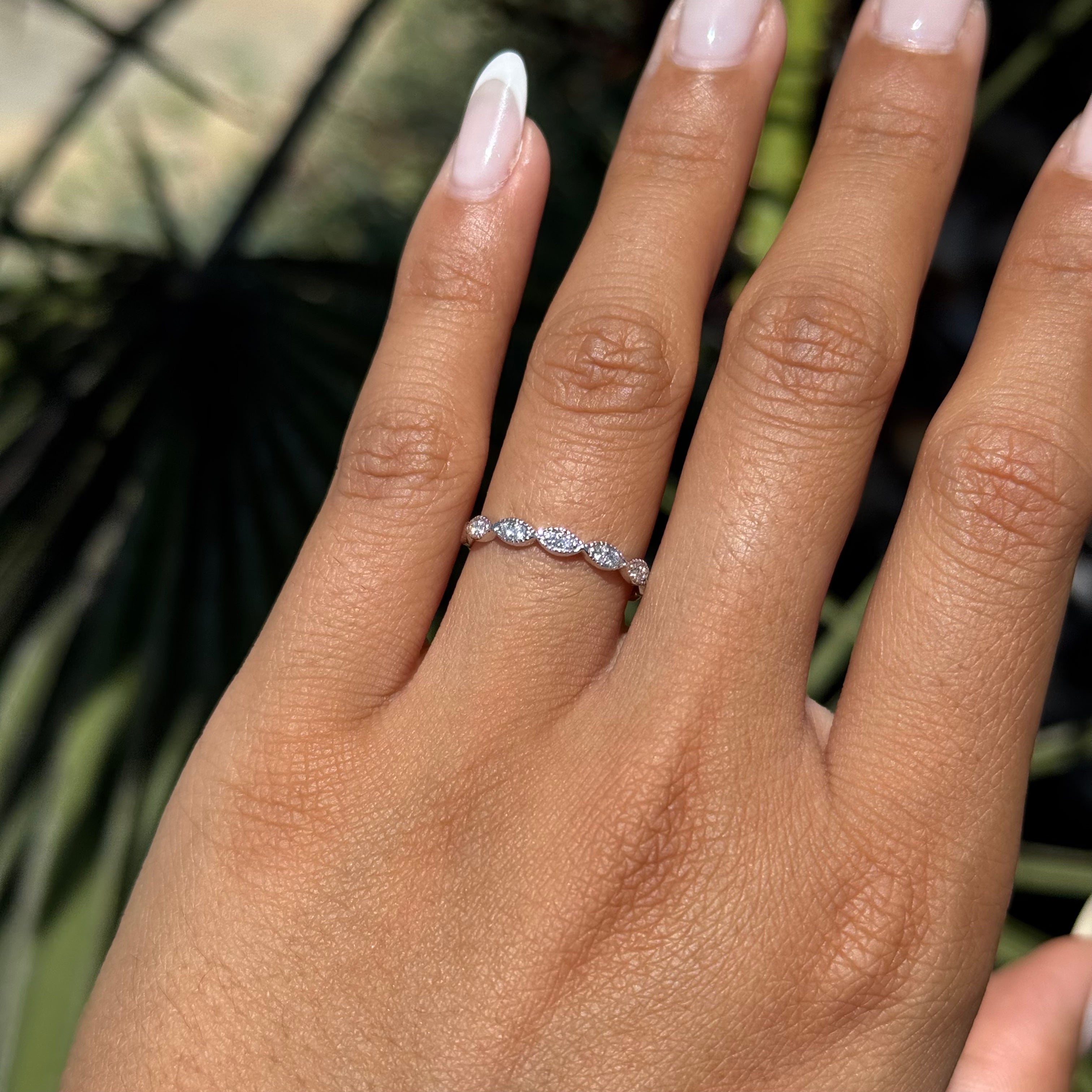 Beaded Marquise Shape Band