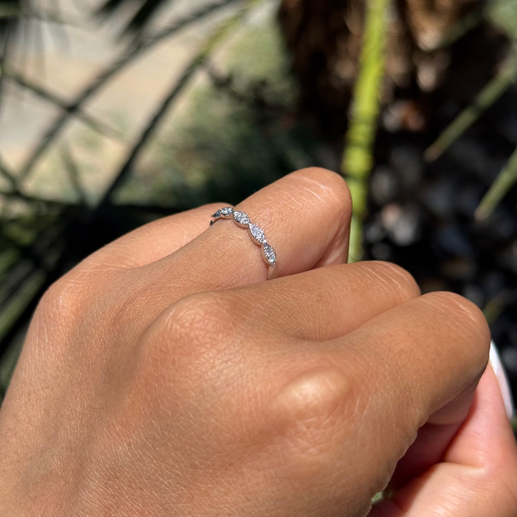 Beaded Marquise Shape Band