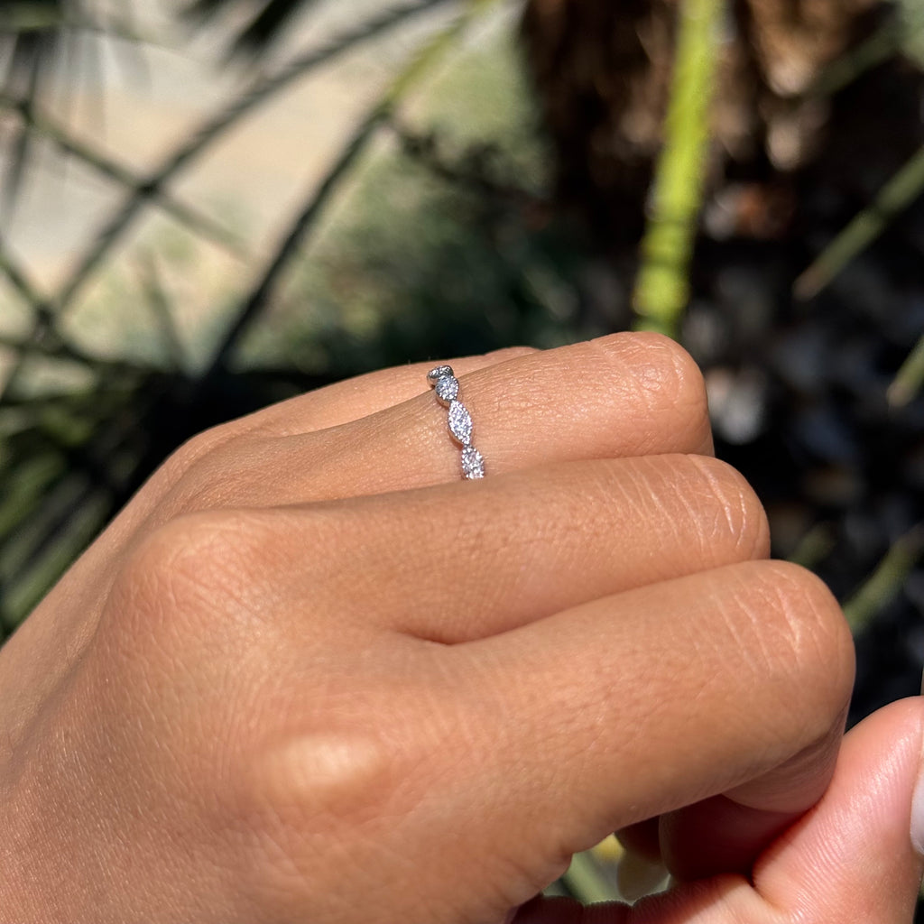 Beaded Marquise Shape Band