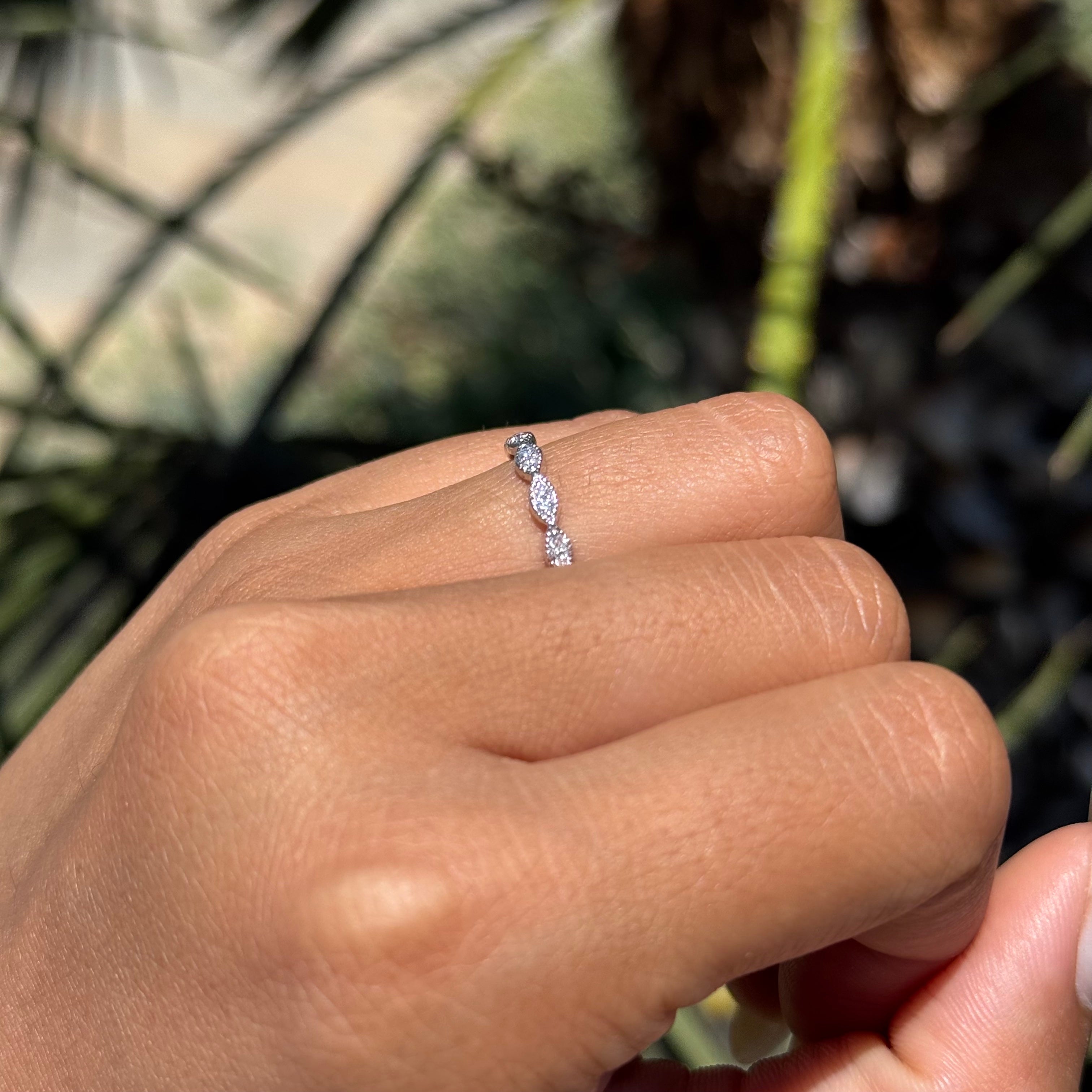 Beaded Marquise Shape Band