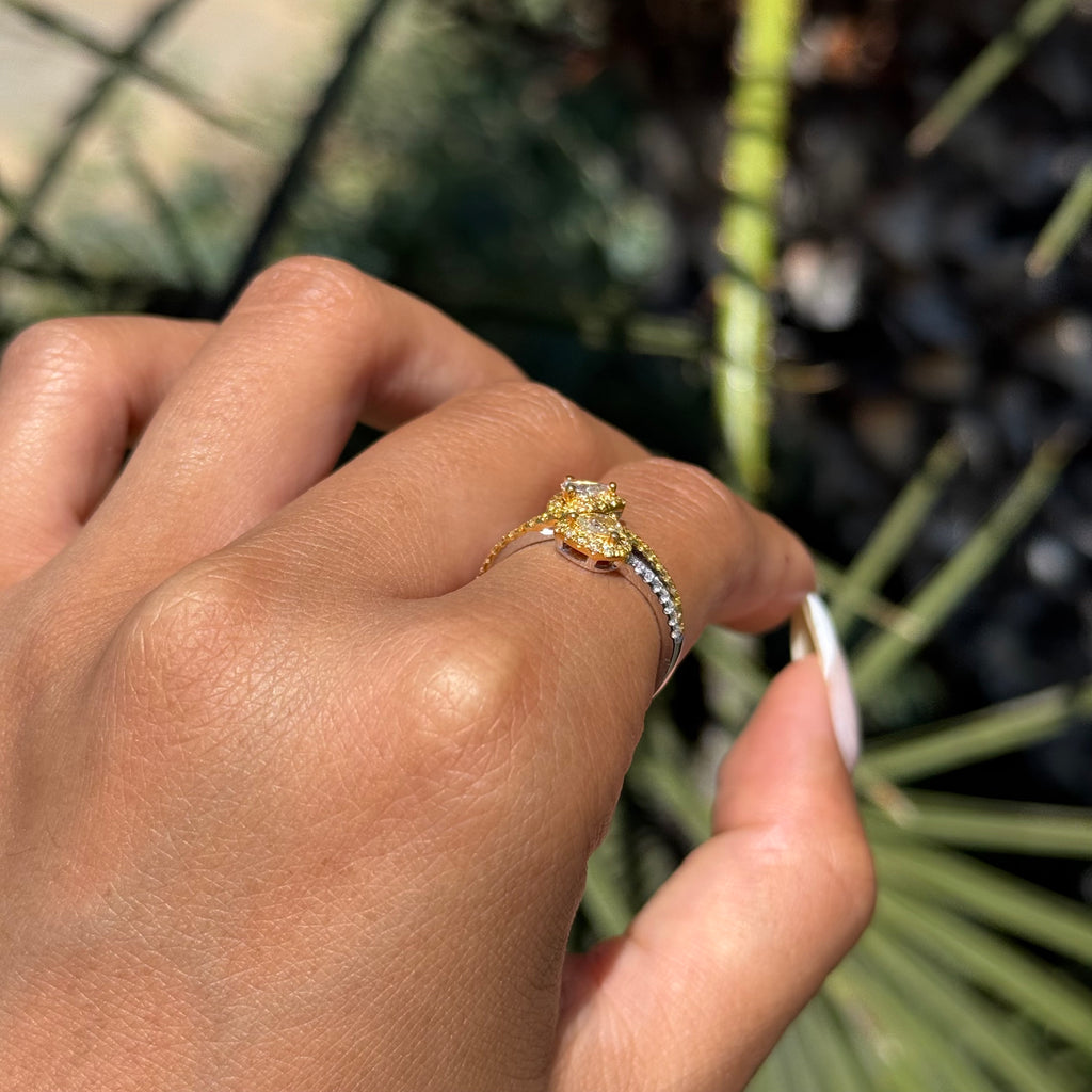 Two-Tone Open Pear White & Yellow Diamond Band