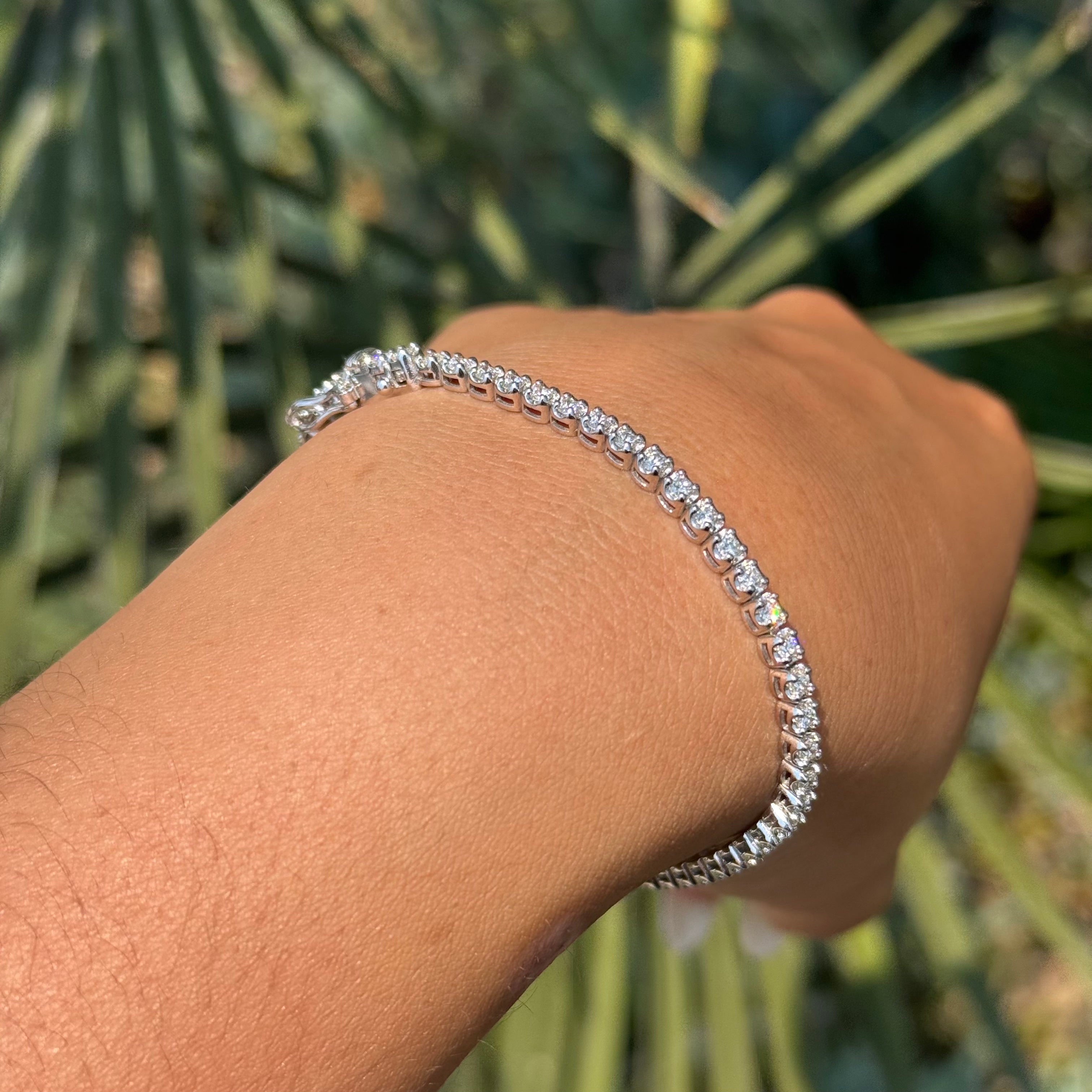 3MM Natural Round Diamond Tennis Bracelet