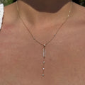 Natural Bezel and Paper Clip Lariat Necklace