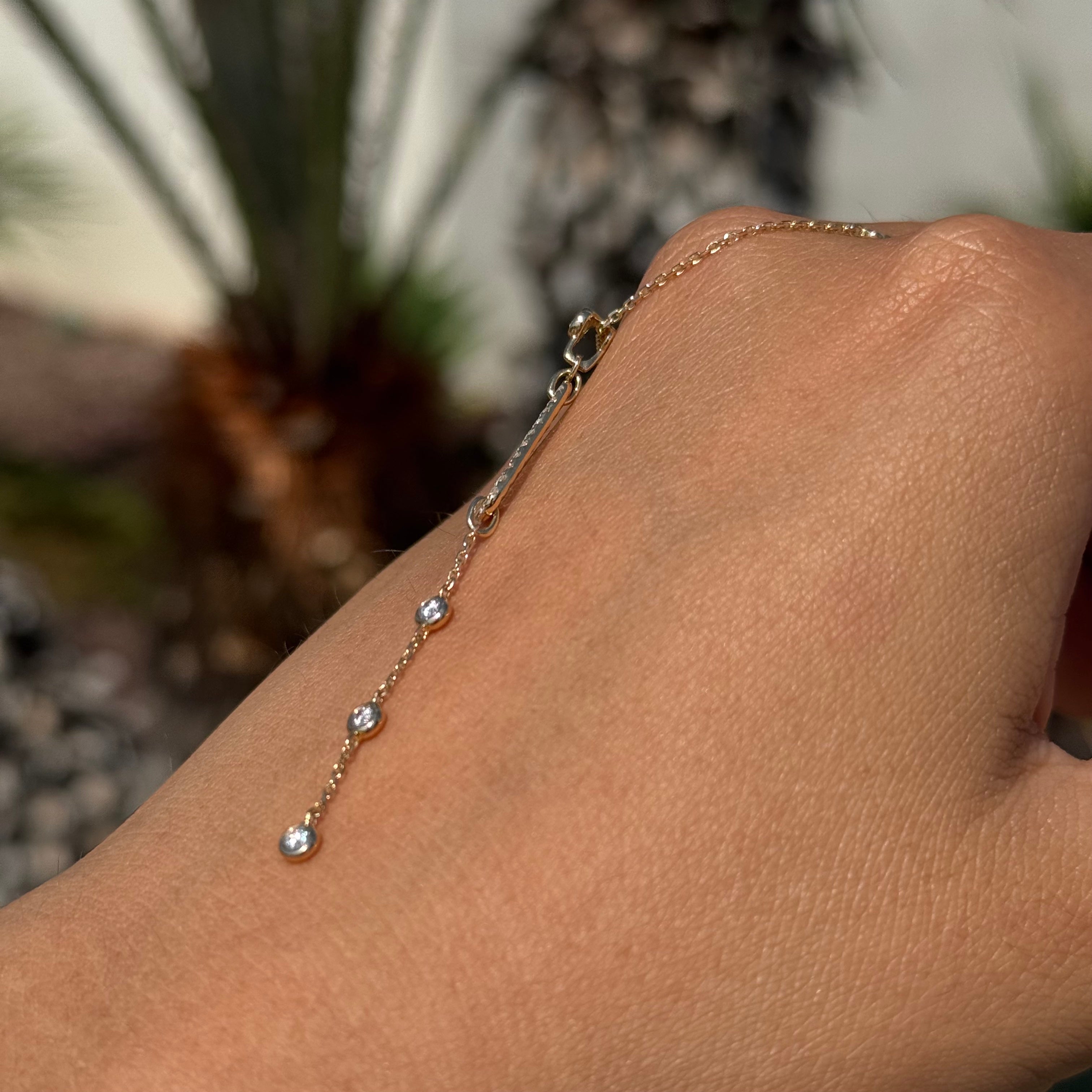 Natural Bezel and Paper Clip Lariat Necklace