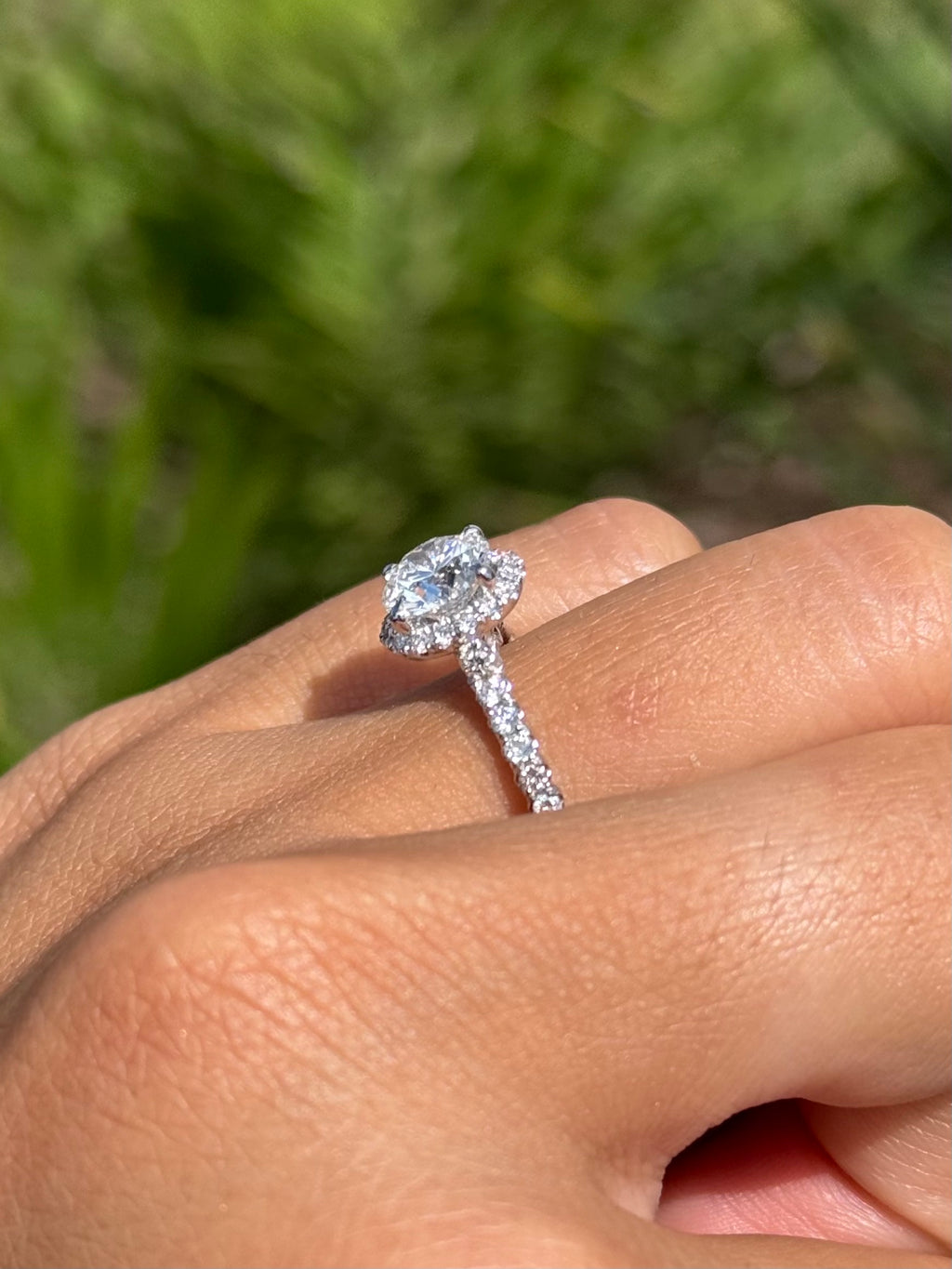 1.00 Carat Lab Grown Round Diamond Split Shank Halo Engagement Ring