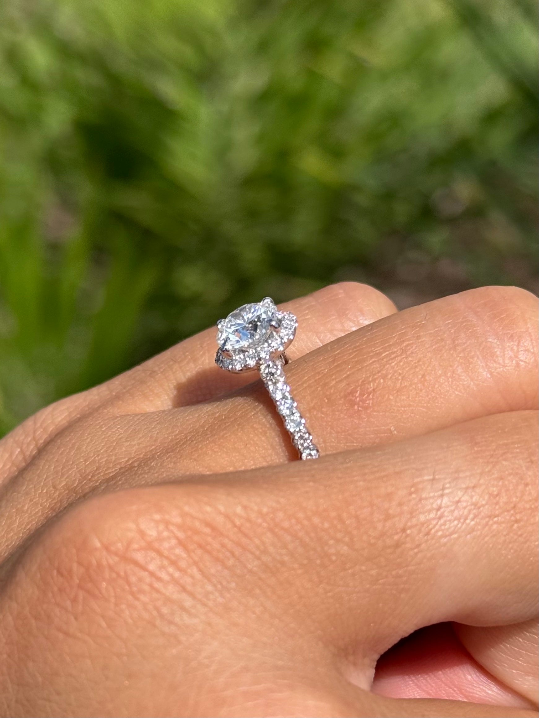 1.00 Carat Lab Grown Round Diamond Split Shank Halo Engagement Ring