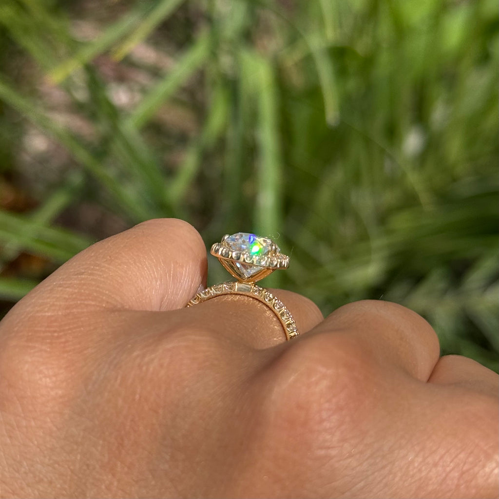 3.00 Carat Lab Grown Pear Orchid Love Engagement Ring