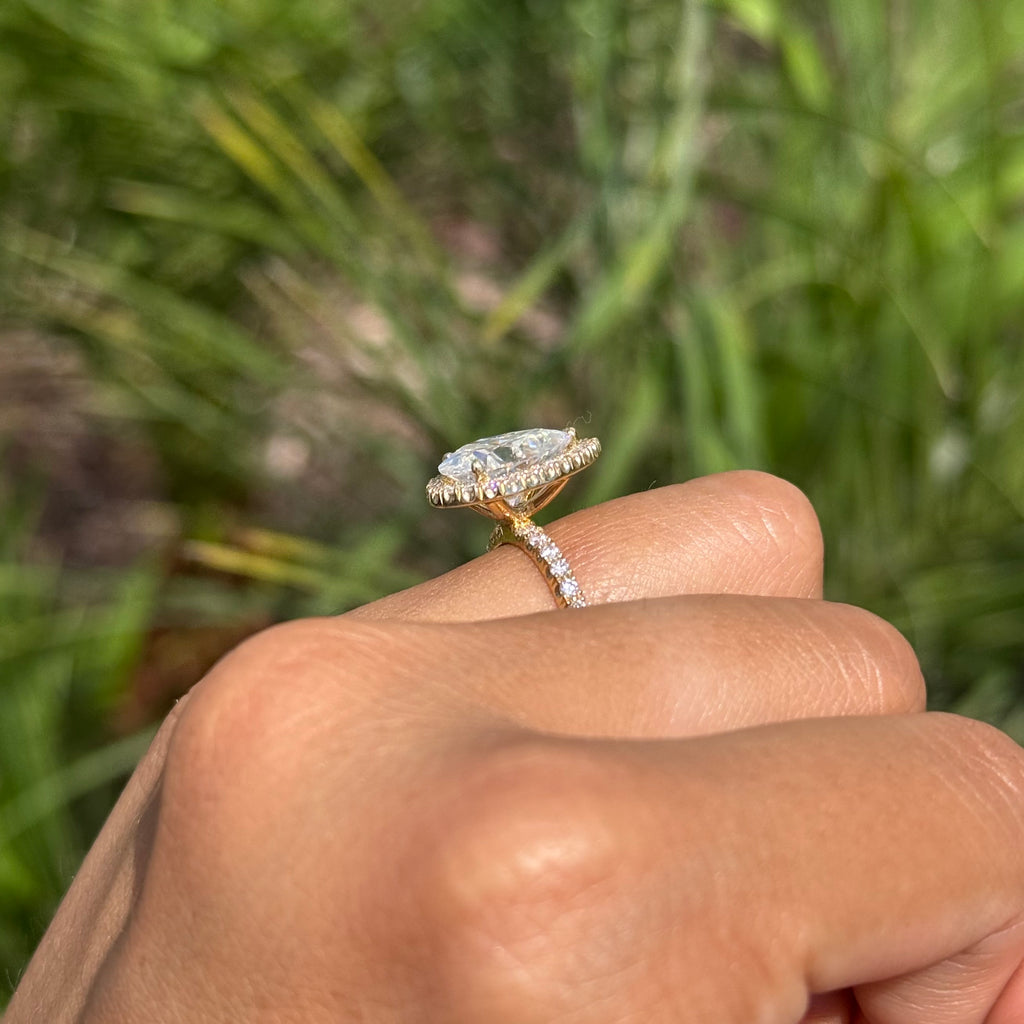 3.00 Carat Lab Grown Pear Orchid Love Engagement Ring
