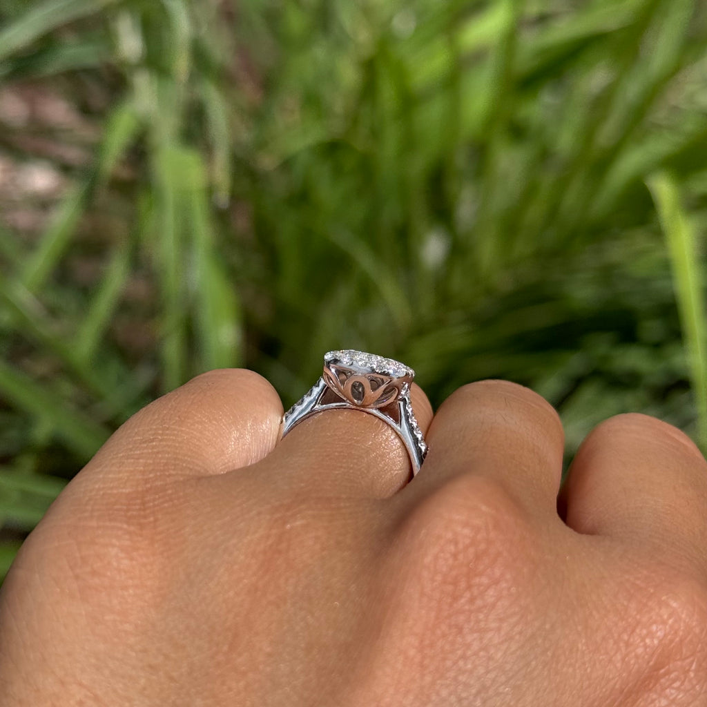 Natural Diamond Cushion Shape Cluster Engagement Ring