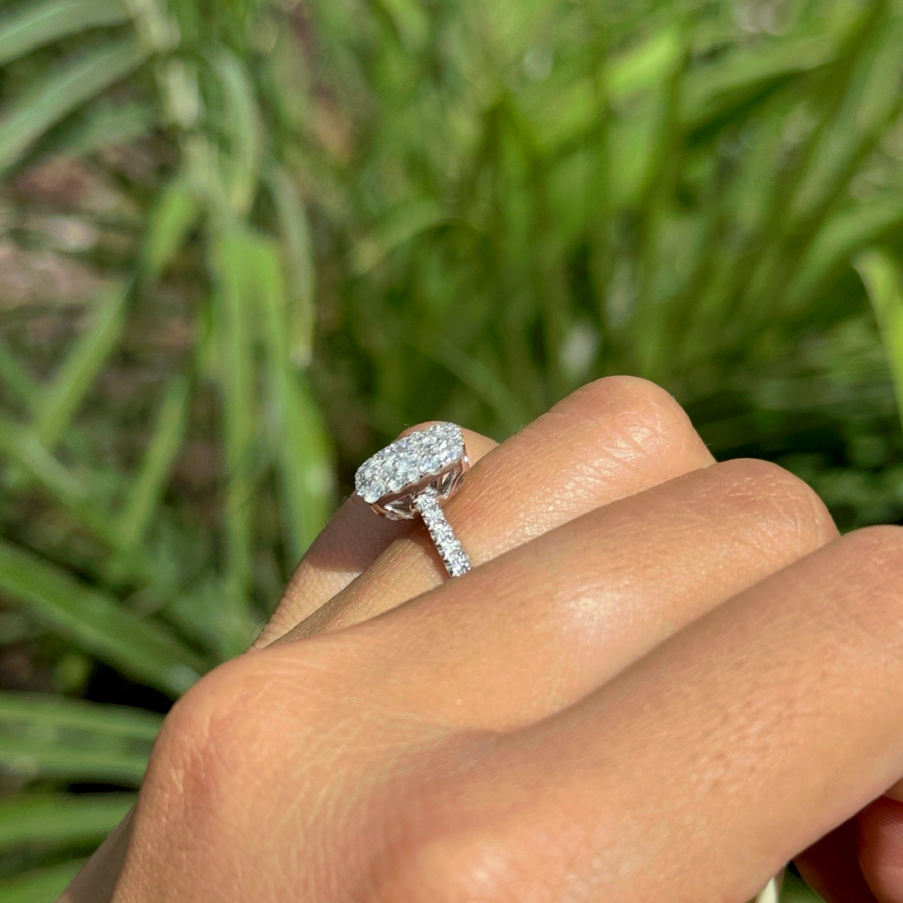 Natural Diamond Cushion Shape Cluster Engagement Ring