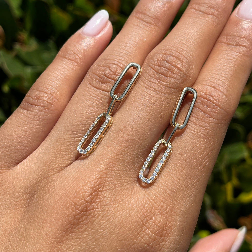 Hanging Diamond Paper Clip Earrings