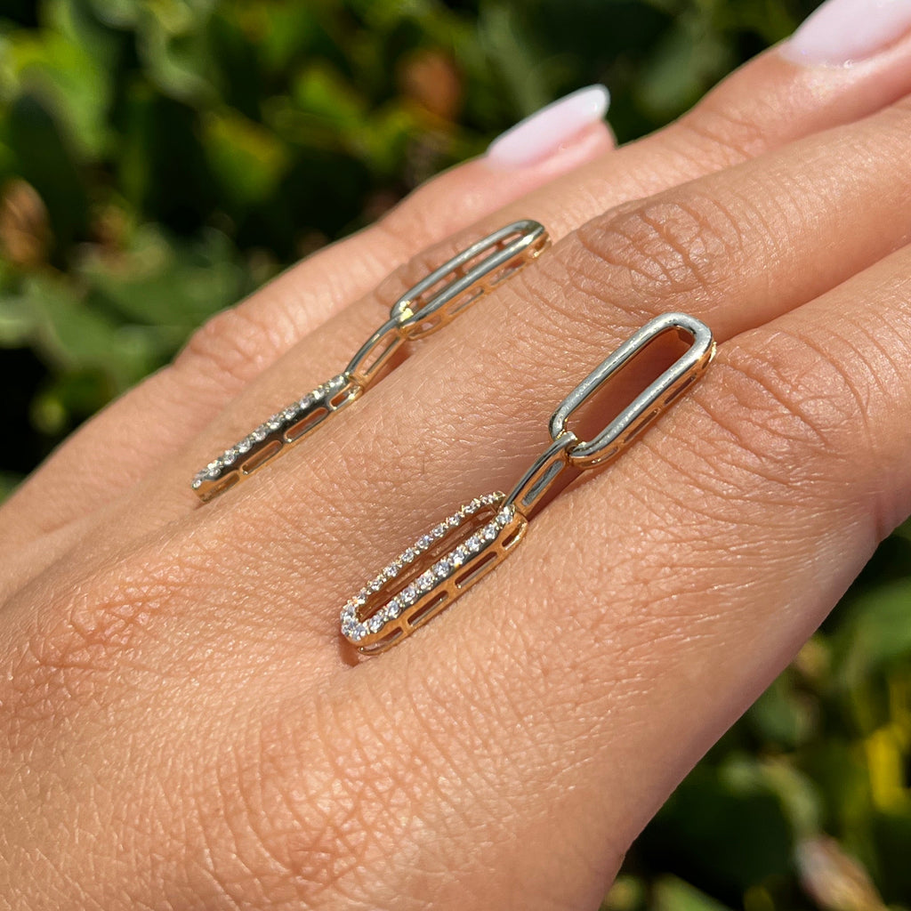 Hanging Diamond Paper Clip Earrings