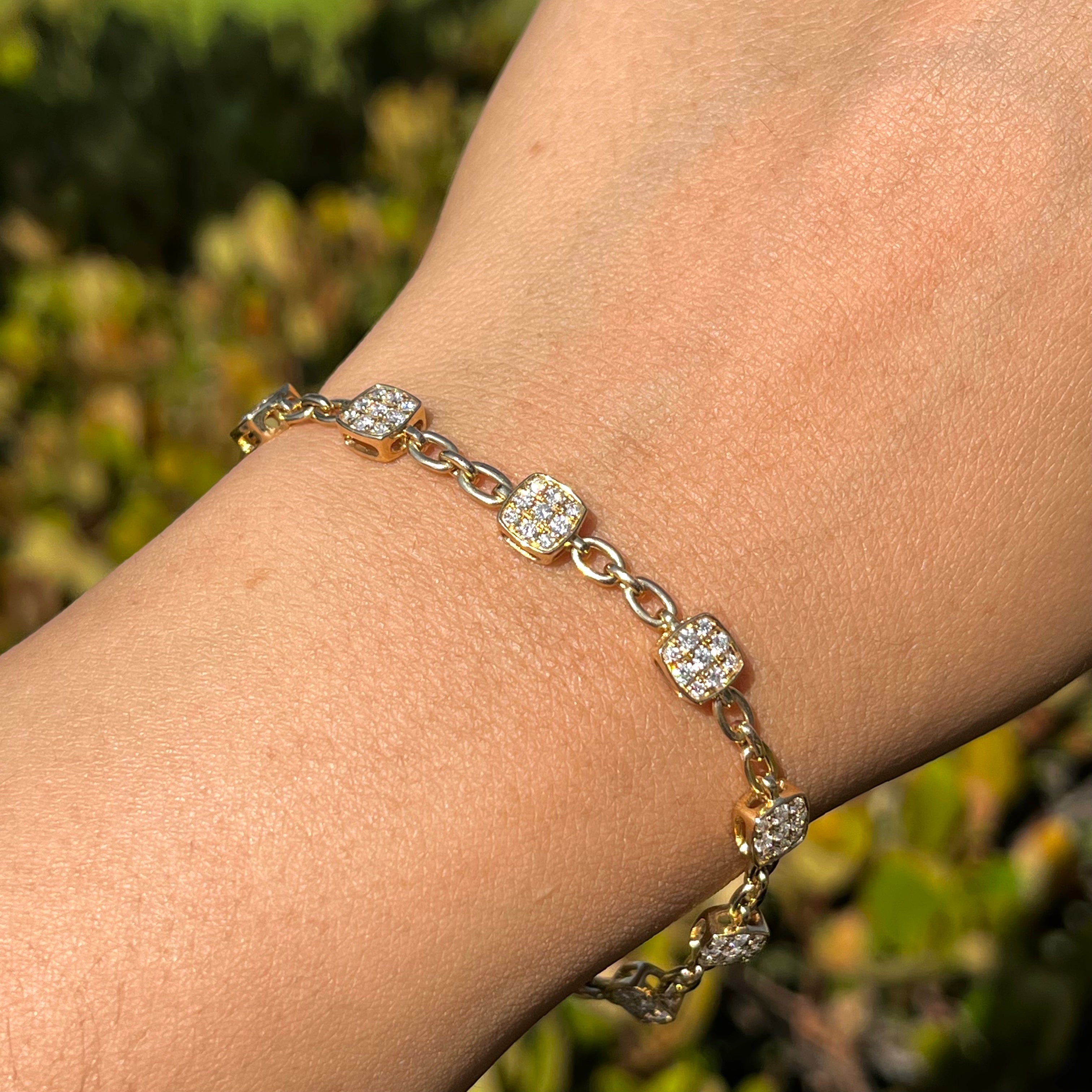 Station Cushion Diamond Pave Cable Bracelet