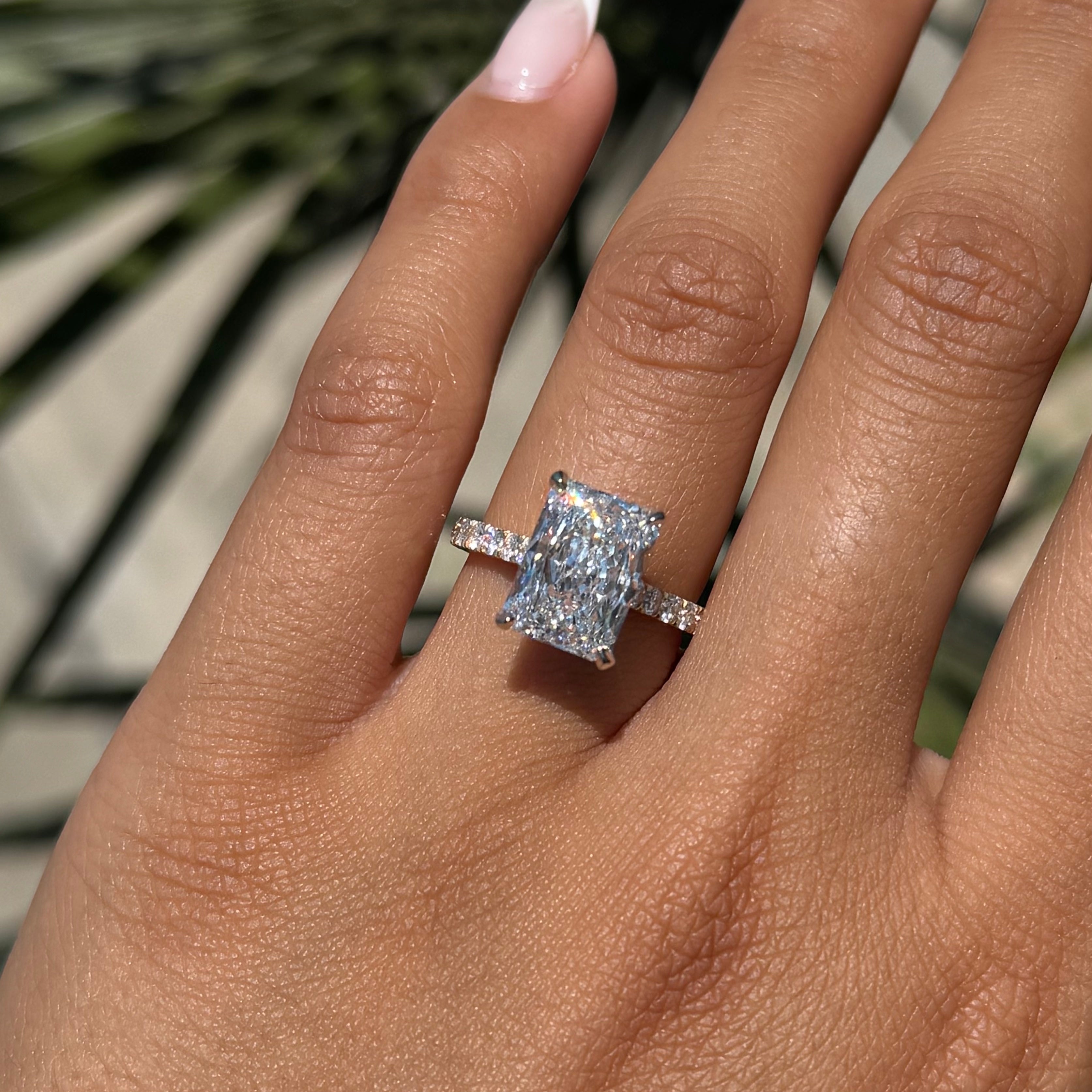 4.00 Carat Lab Grown Radiant Diamond Cathedral Engagement Ring