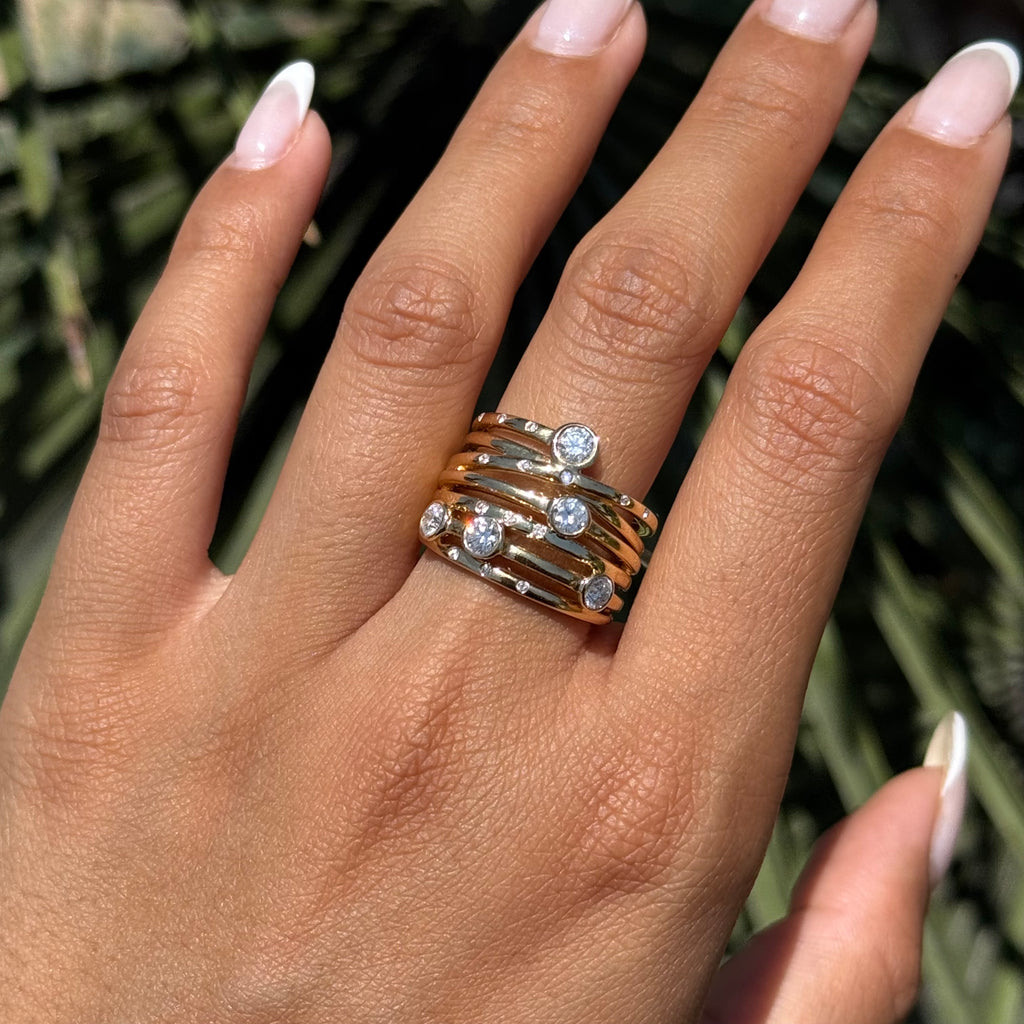 Multi Row Inset Bezel Round Cut Band