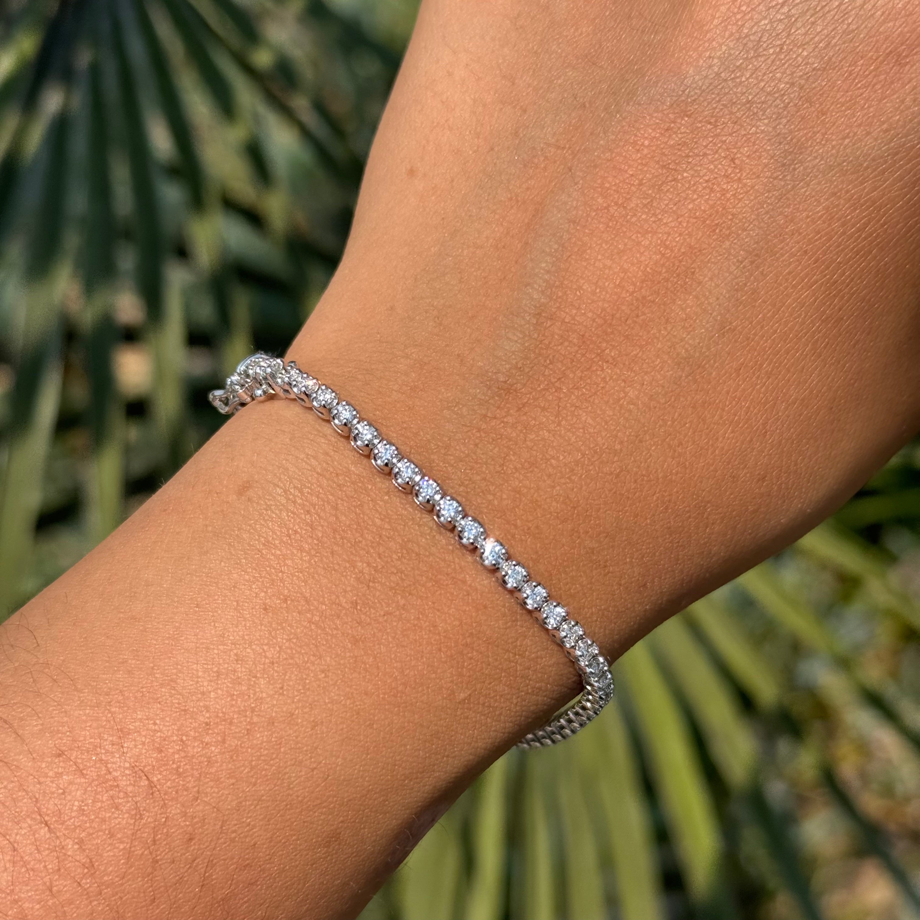 3MM Natural Round Diamond Tennis Bracelet